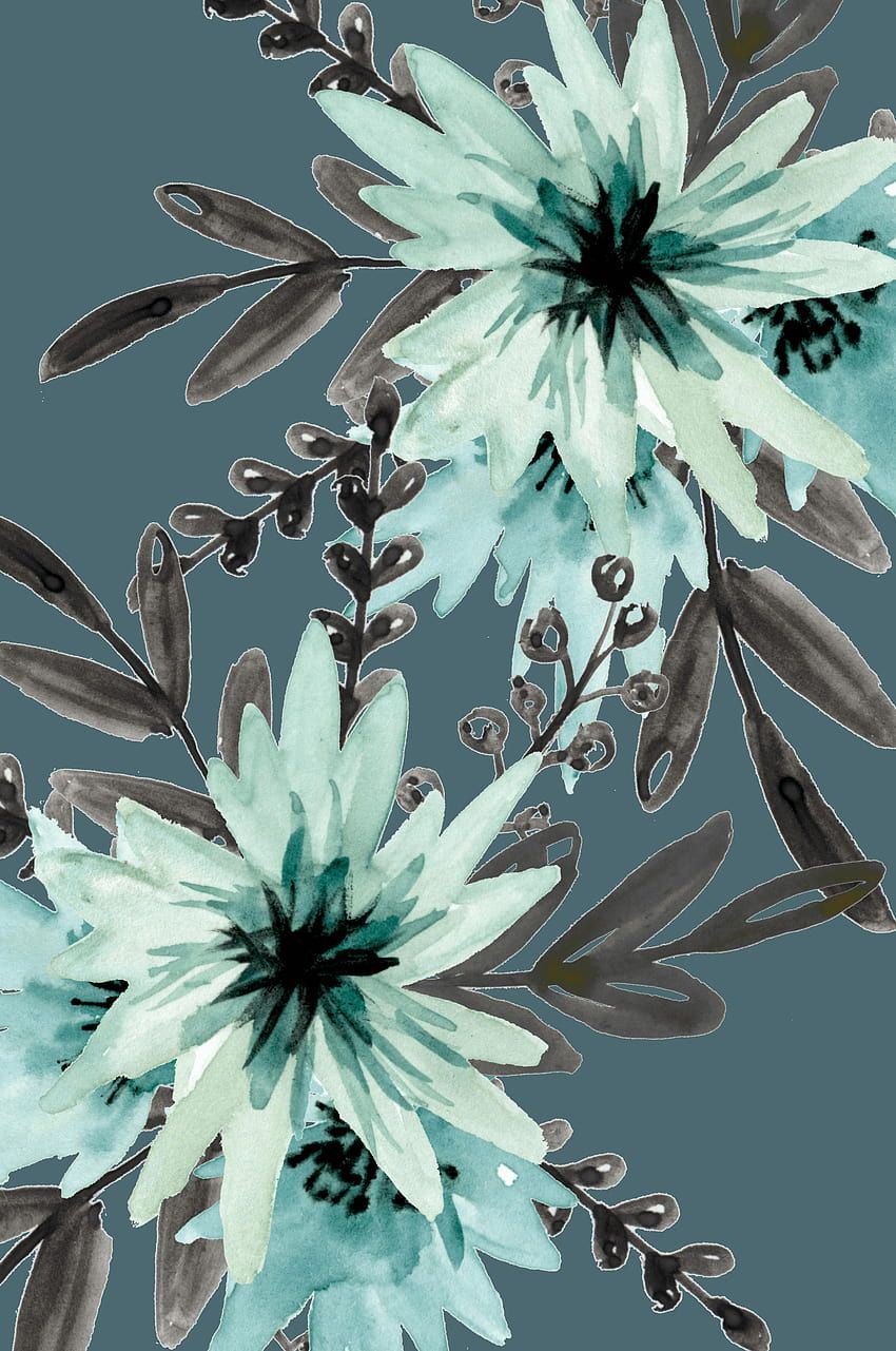  Blumen Blau Hintergrundbild 850x1281. Ästhetik Blaue Gezeichnete Blume Auf Hund, Gezeichnete Blumen HD Handy Hintergrundbild