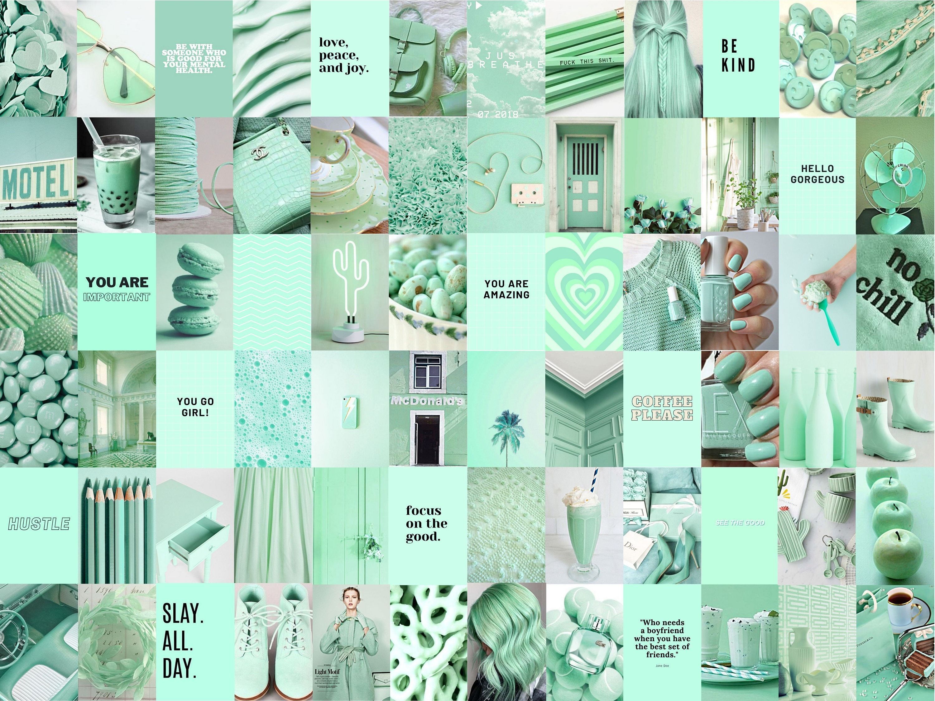 Grün Hintergrundbild 3000x2250. Mint Green Collage Kit Grüne Pastell Wandcollage Mint