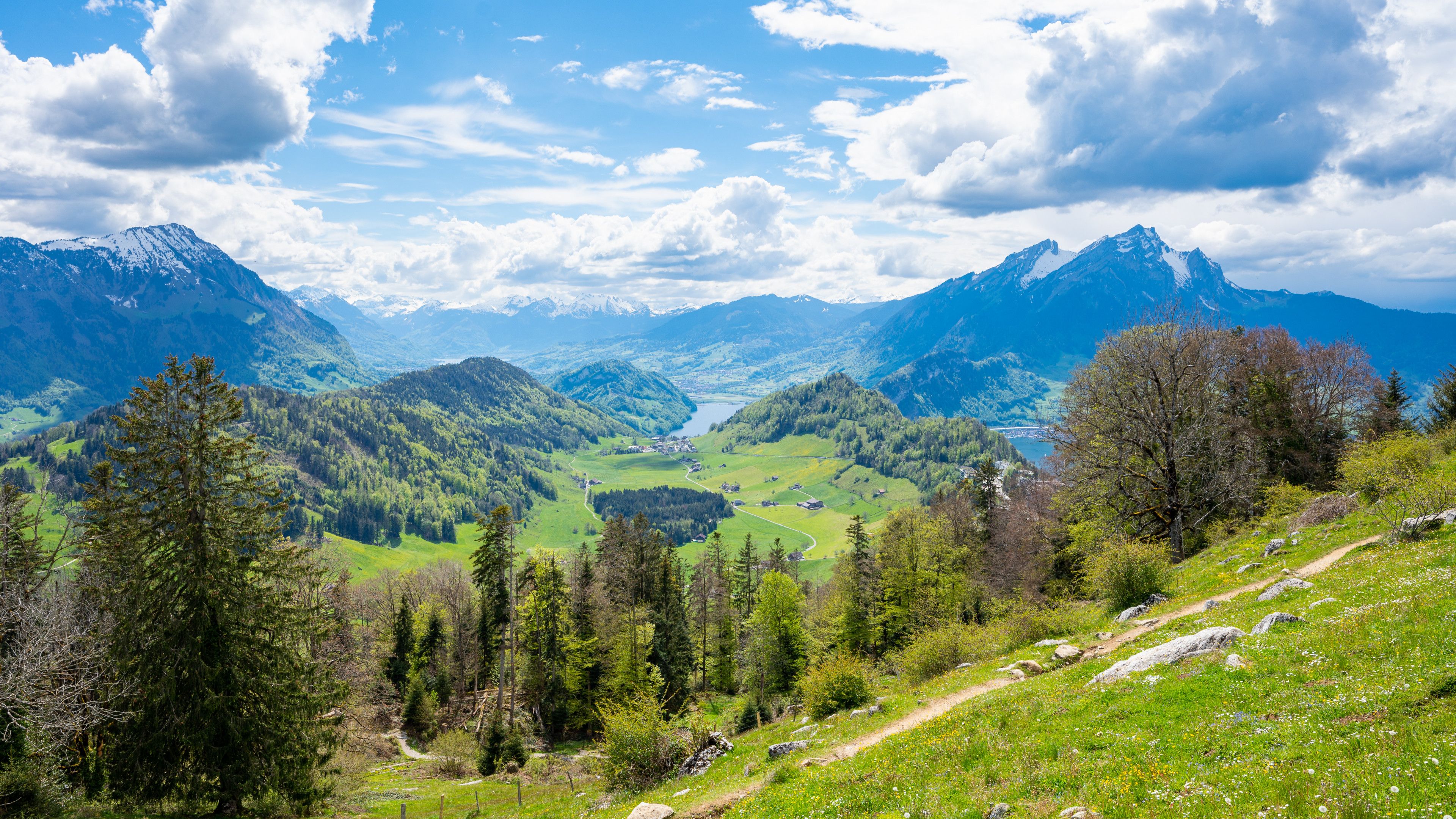  Schweiz Hintergrundbild 3840x2160. Schweizer Bergblick mit Pilatus / Obbürgen