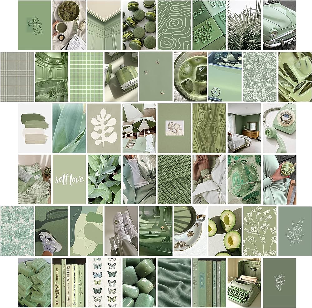  Grün Hintergrundbild 1000x986. Grey Green Wall Collage Kit 50 Aesthetic Picture for Wall Collage, Maps Collage Print, Room Decoration, Wall Art Print for Room, Dorm Room Photo Display, VSCO Poster for Bedroom (Khaki Green)