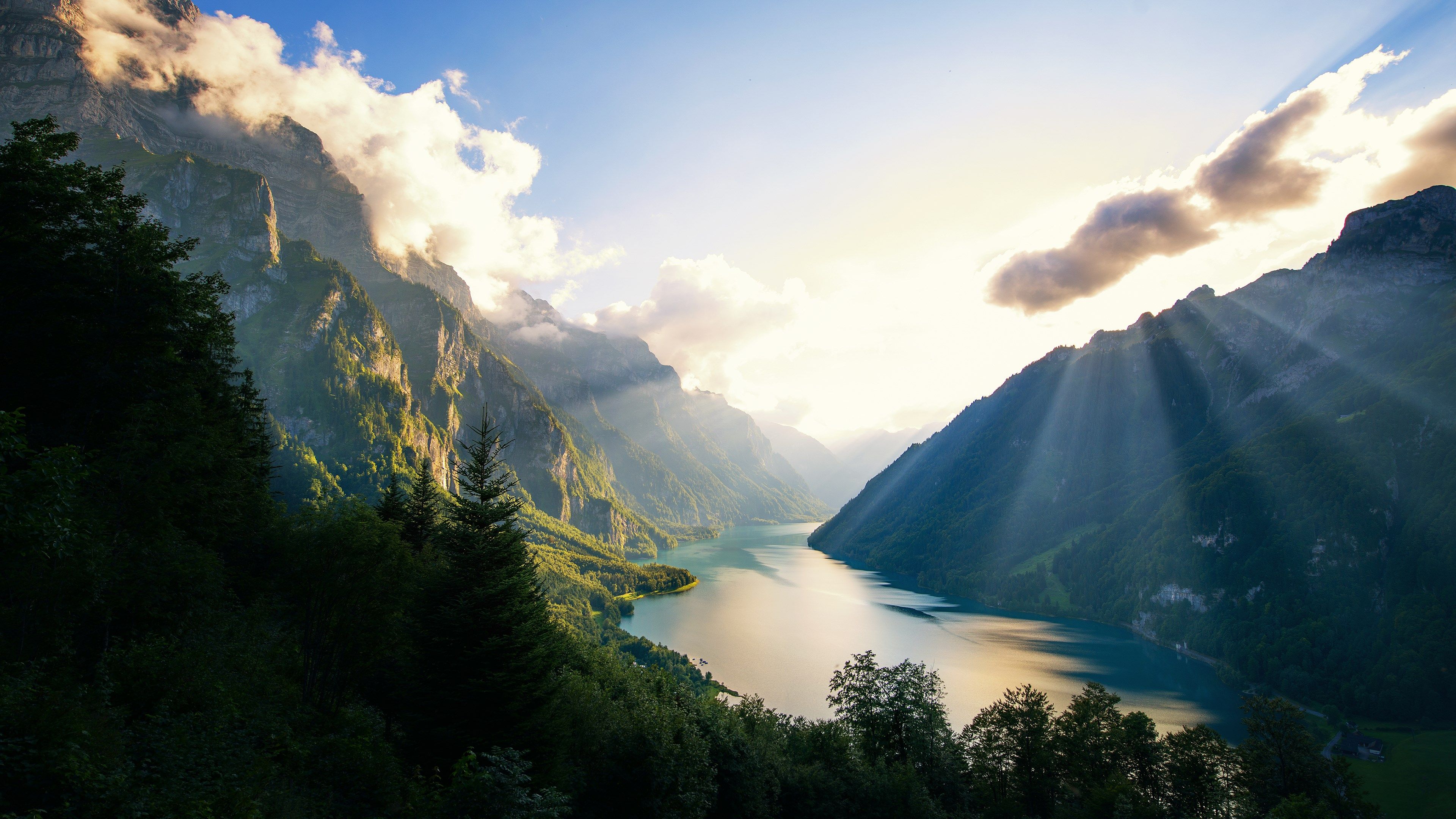  Schweiz Hintergrundbild 3840x2160. Desktop Hintergrundbilder Lichtstrahl Alpen Schweiz 3840x2160