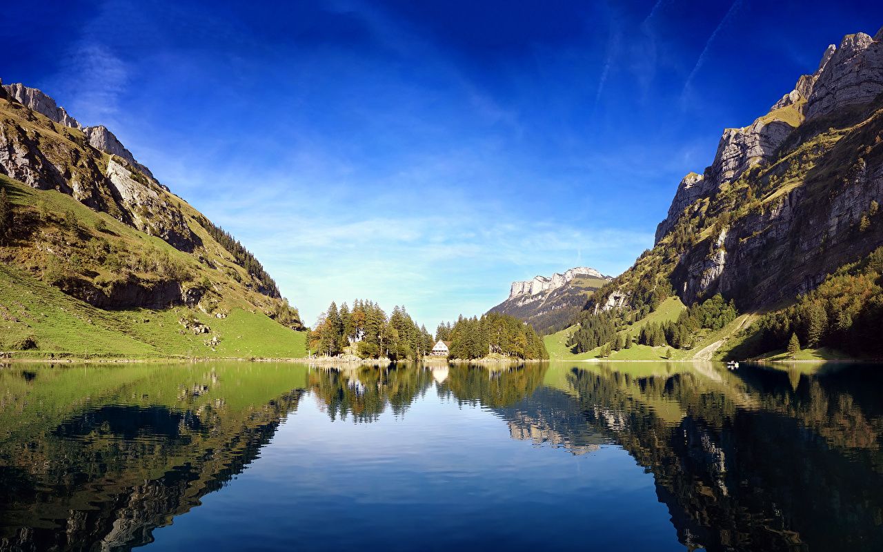 Schweiz Hintergrundbild 1280x800. Desktop Hintergrundbilder Schweiz Natur Gebirge See Himmel
