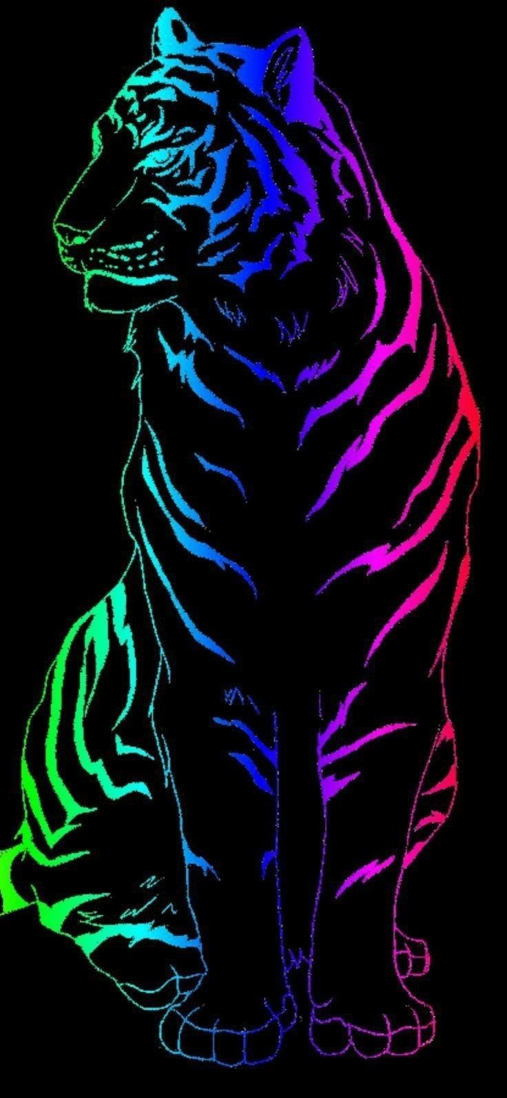  Tiere Hintergrundbild 736x1594. Tammy Garrido on Neon Wallpaper & Background. Big cats art, Tiger art, Animal wallpaper