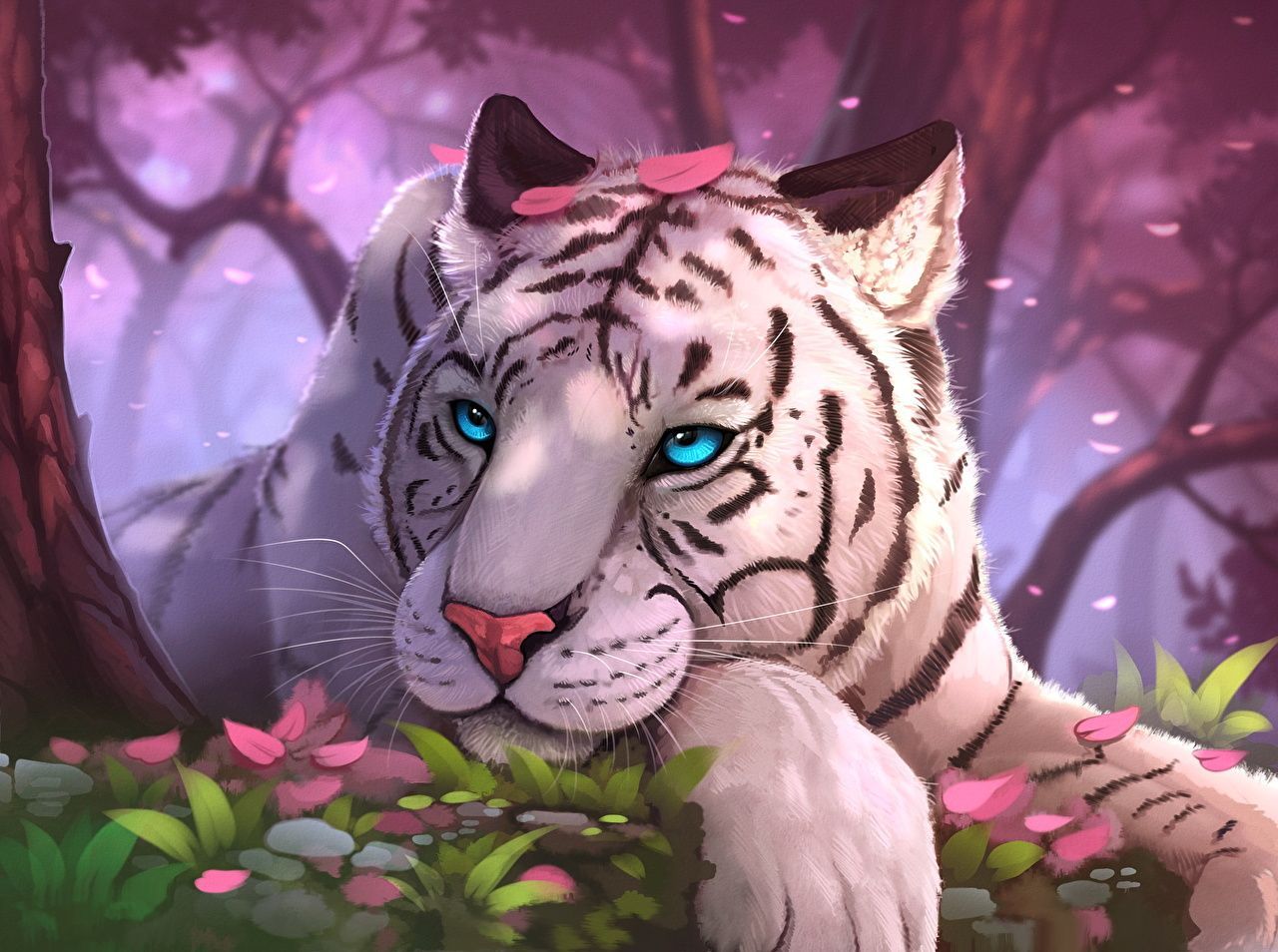  Tiere Hintergrundbild 1280x954. Desktop Hintergrundbilder Tiger Weiß Kopf Blick Tiere Gezeichnet