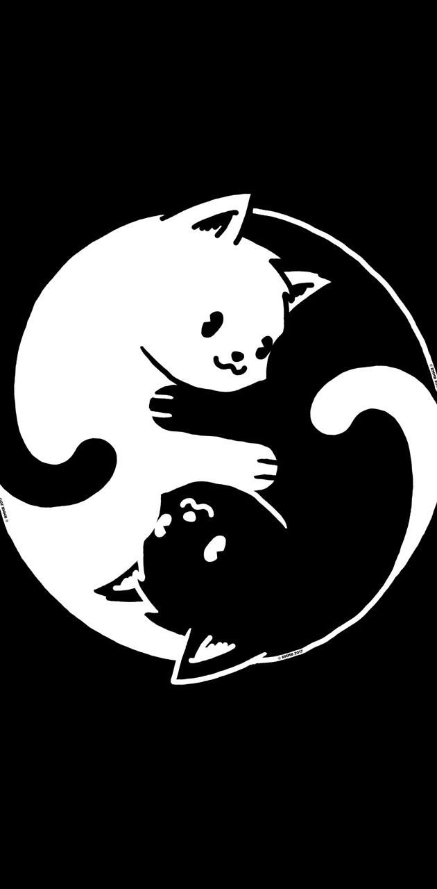  Yin Yang Hintergrundbild 630x1280. Yin Yang Cat Wallpaper