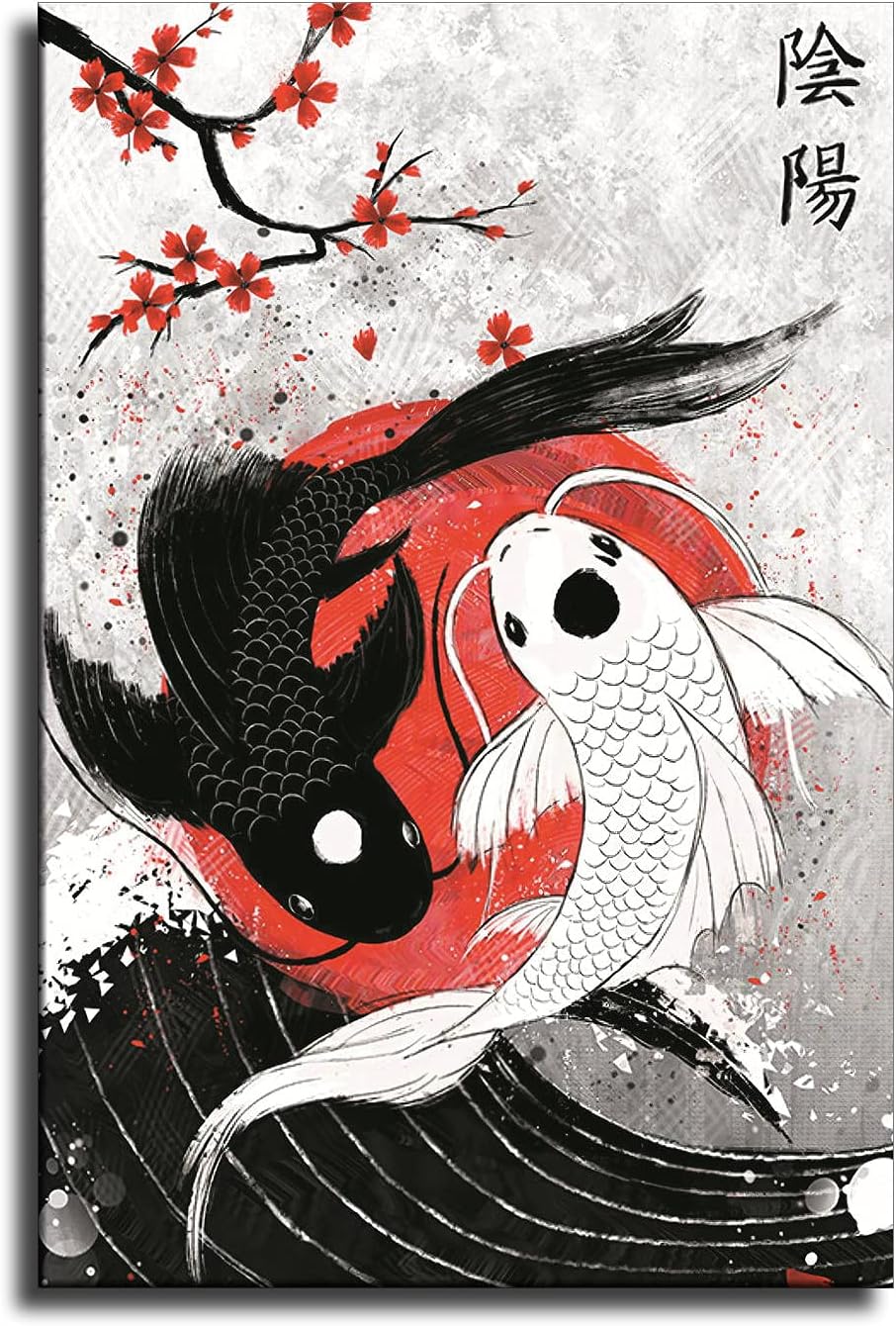  Yin Yang Hintergrundbild 906x1340. Koi Fish Wall Art Yin Yang Poster Canvas Saudi Arabia