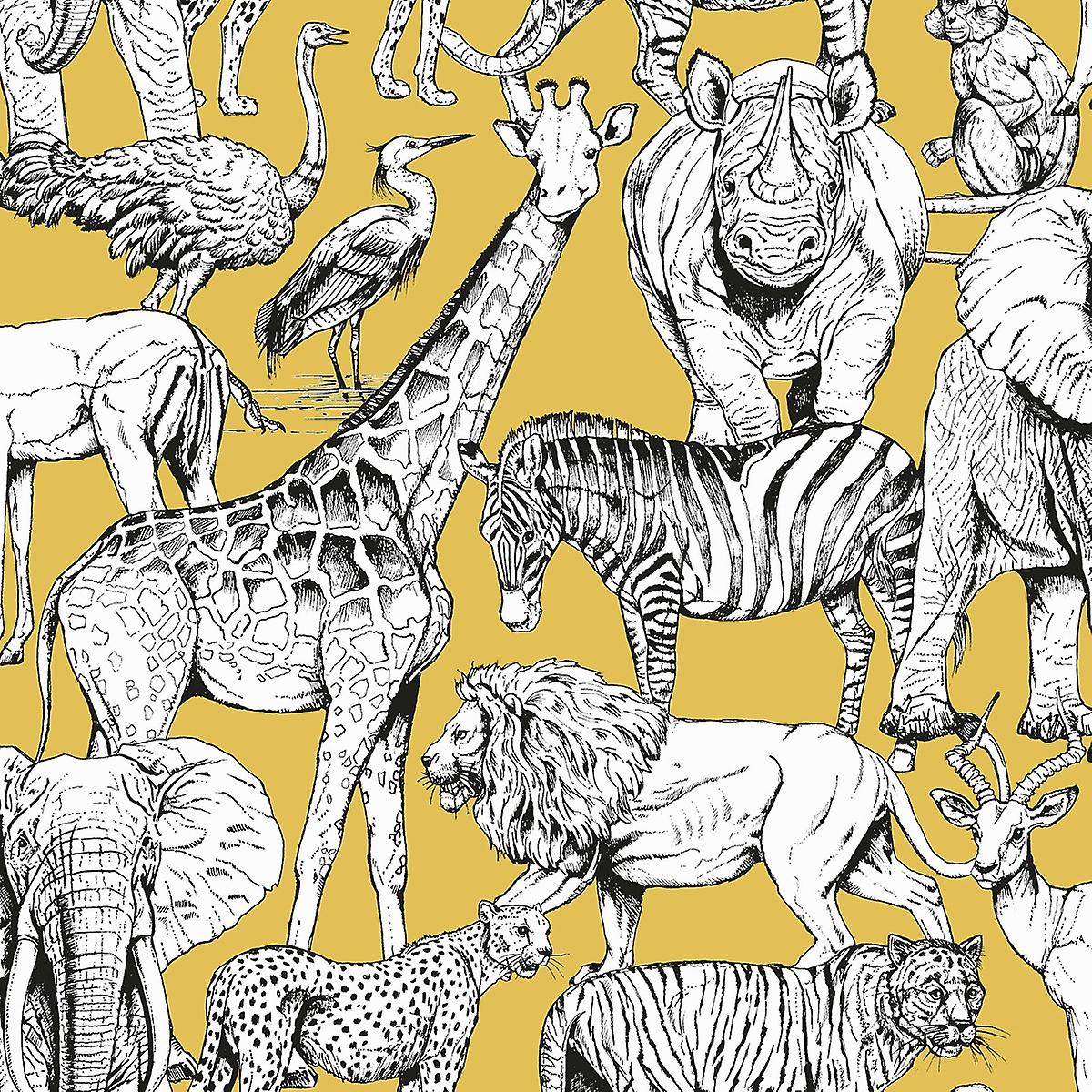  Tiere Hintergrundbild 1200x1200. Dschungel Tiere Wallpaper Gelb Graham und braun 107691