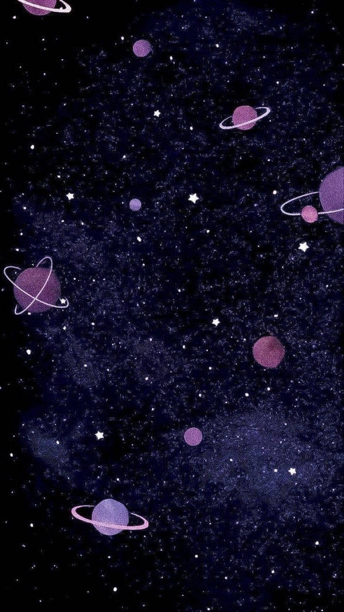 Galaxie Hintergrundbild 700x1244. Download Black And Purple Aesthetic Galaxy Wallpaper