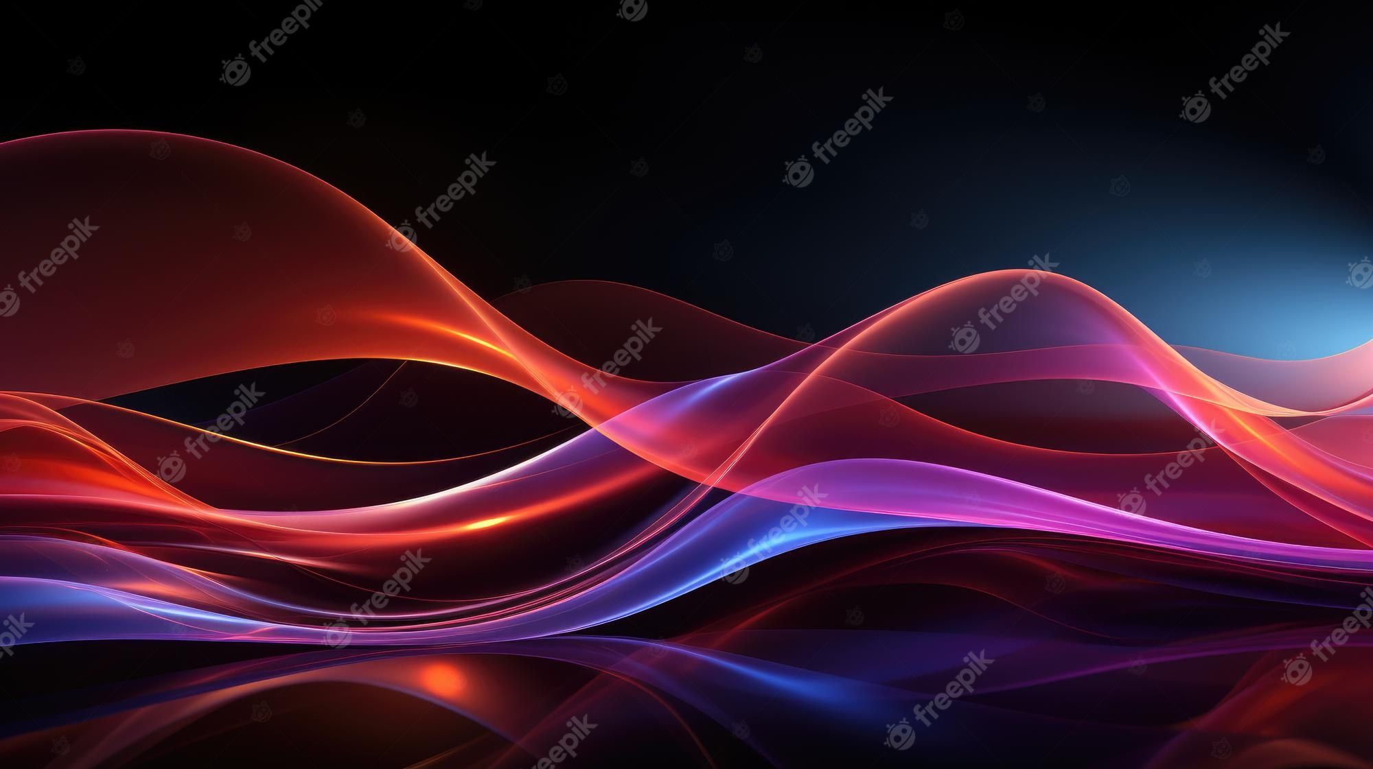  Leuchtend Hintergrundbild 2000x1121. Neonfarbene wellen auf dunklem hintergrund abstrakte leuchtende spektrumlinien psychedelische ästhetik