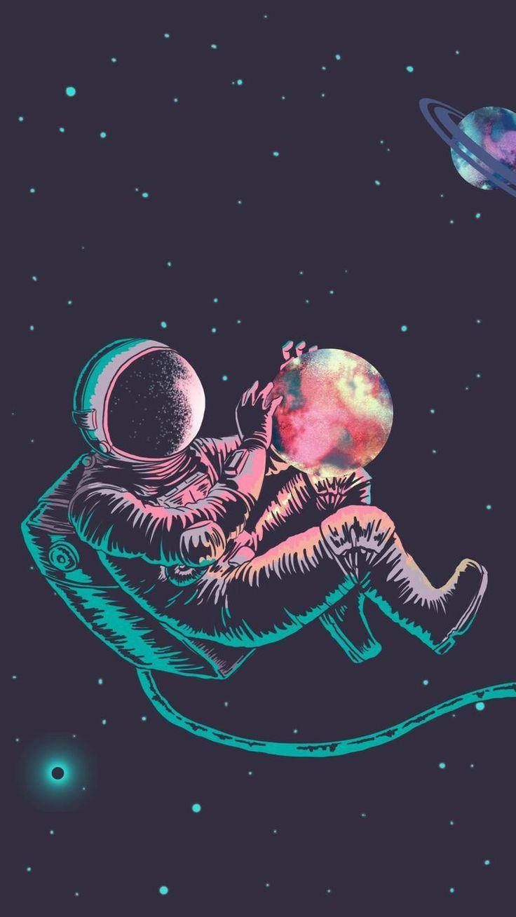  Leuchtend Hintergrundbild 736x1308. Astronauten Ästhetik Wallpaper KOSTENLOS