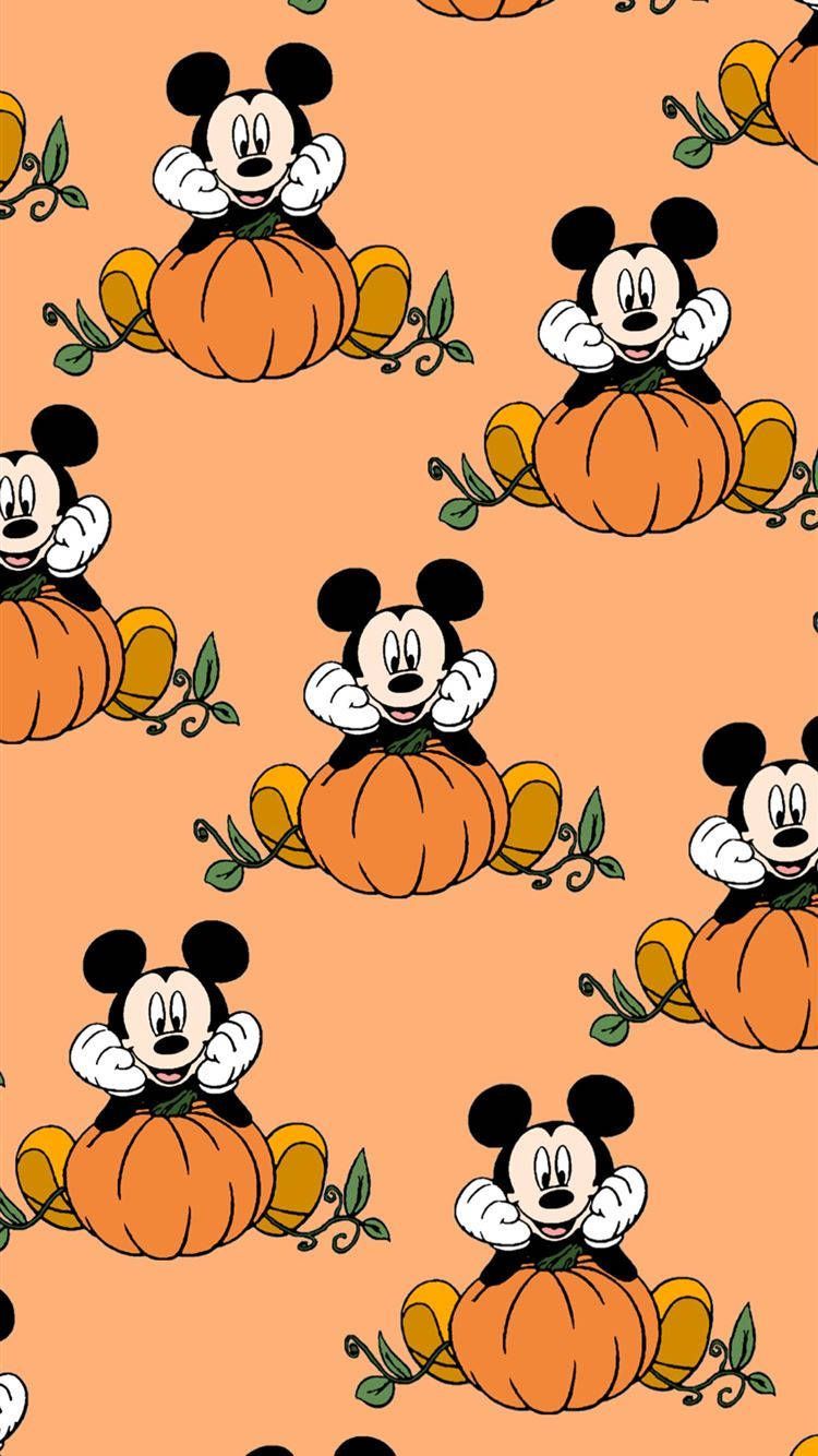  Erntedankfest Hintergrundbild 750x1334. Downloaden Thanksgivingästhetik Mit Mickey Mouse Wallpaper