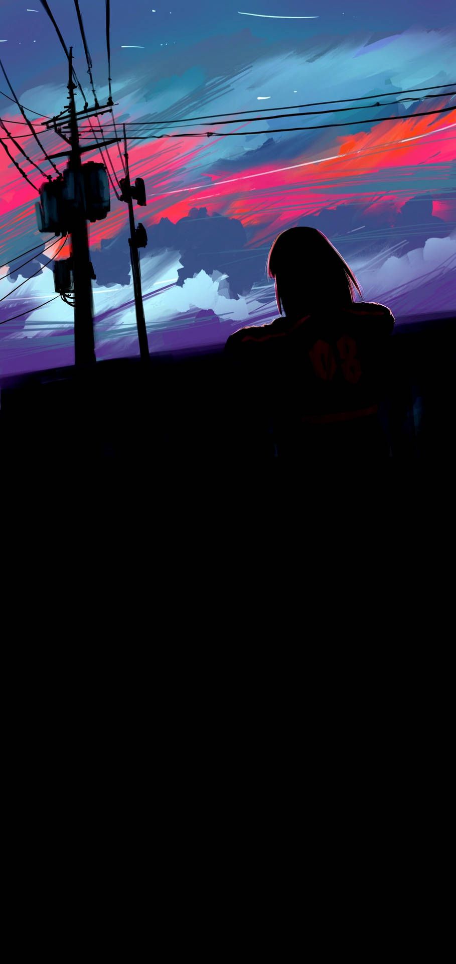  IPhone 11 Pro Hintergrundbild 909x1920. Download Cool iPhone 11 Anime Aesthetic Girl Looking At Sky Wallpaper