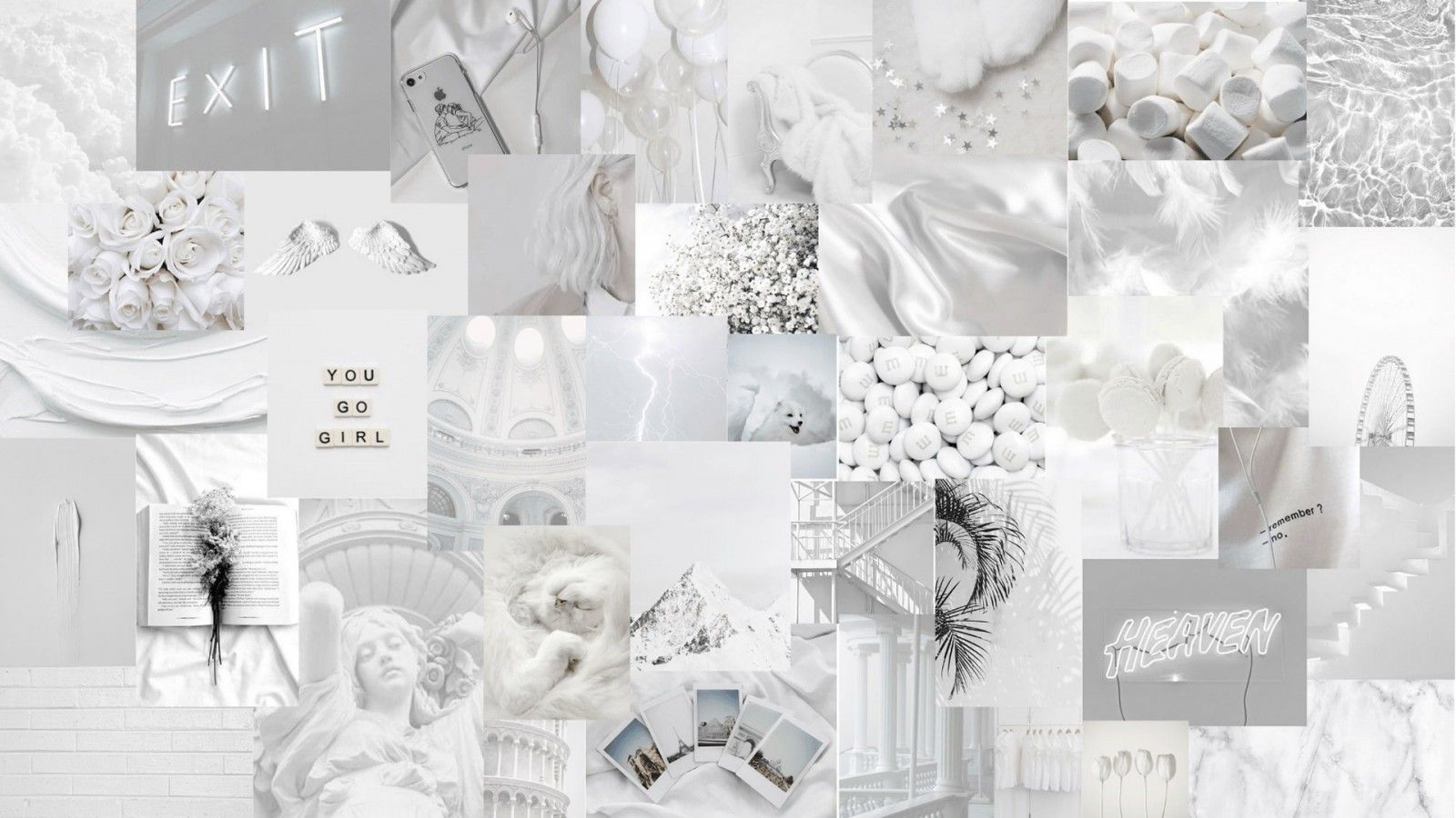  Silber Hintergrundbild 1600x900. Collage Photo Of White Aesthetic HD White Aesthetic Wallpaper