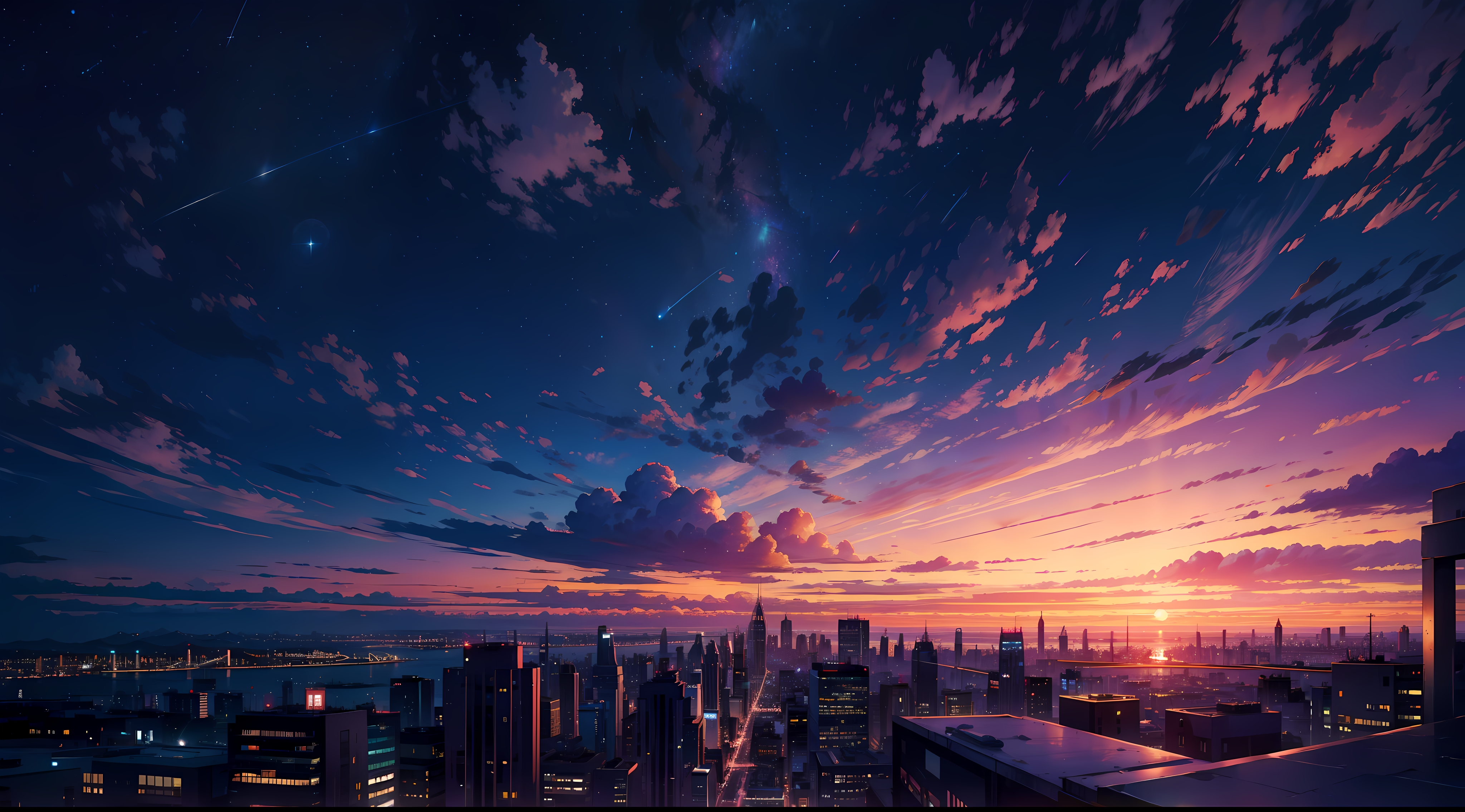  HD PC Hintergrundbild 4096x2272. Anime City HD Wallpaper and Background