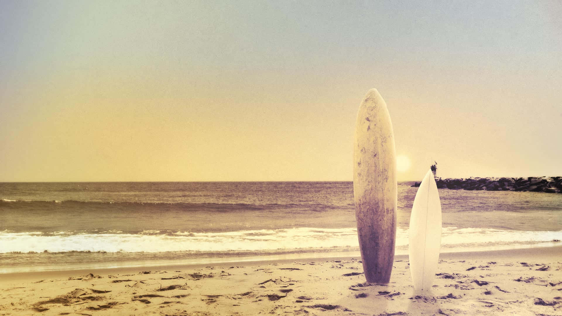  Surfen Hintergrundbild 1920x1080. Download Aesthetic Vintage Surf Wide Angle Shot Wallpaper