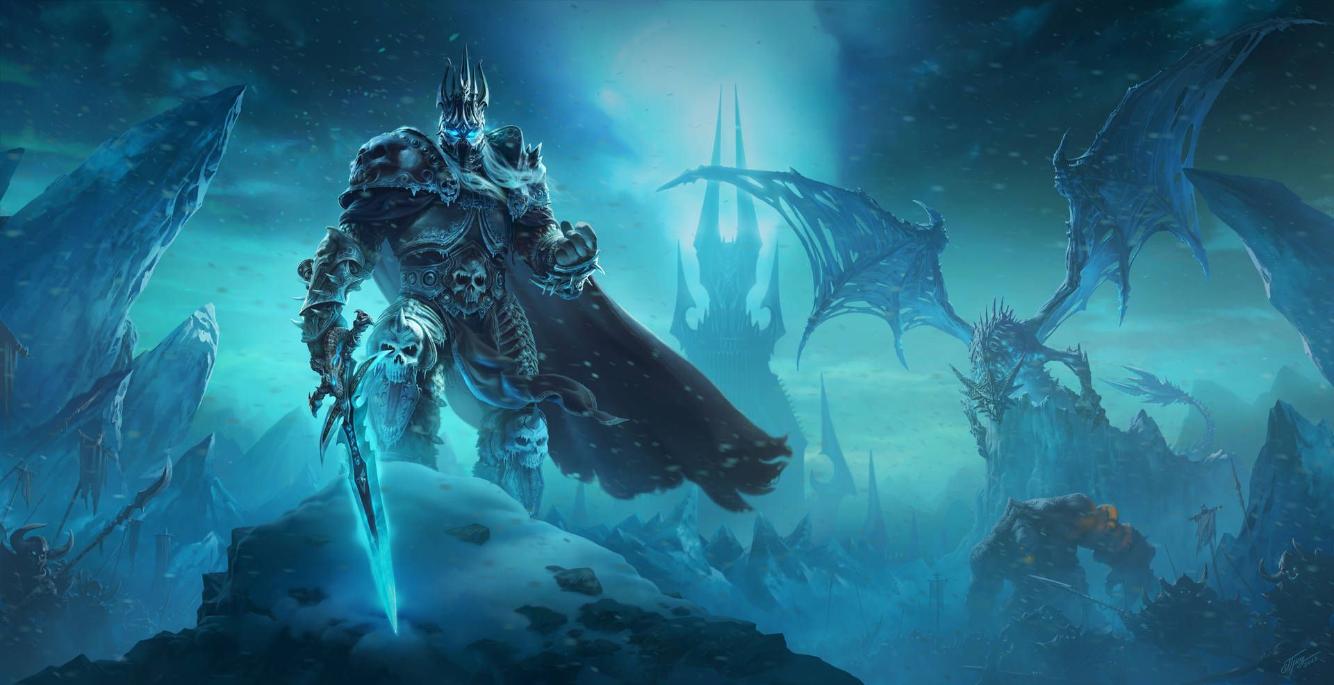  World Of Warcraft Hintergrundbild 1920x987. Download Wrath Of The Lich King Aesthetic Wallpaper