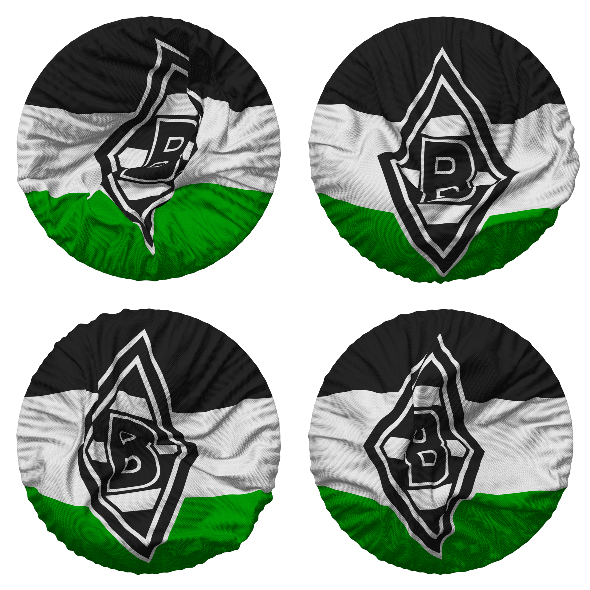  Borussia Mönchengladbach Hintergrundbild 1920x1920. Borussia Monchengladbach, Borussia MG, BMG Flag in Round Shape Isolated with Four Different Waving Style, Bump Texture, 3D Rendering 24797398 PNG