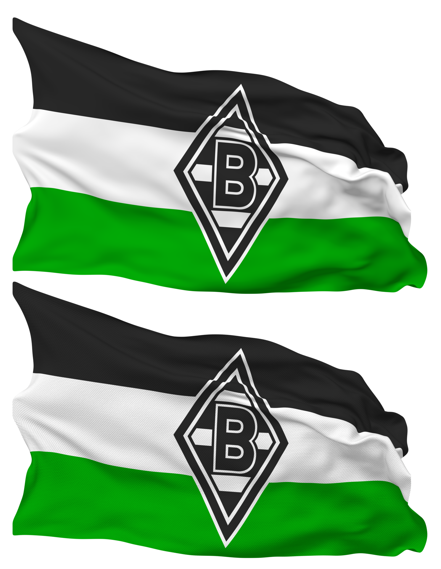 Borussia Mönchengladbach Hintergrundbild 1490x1920. Borussia Monchengladbach, Borussia MG, BMG Flag Waves Isolated in Plain and Bump Texture, with Transparent Background, 3D Rendering 23398484 PNG