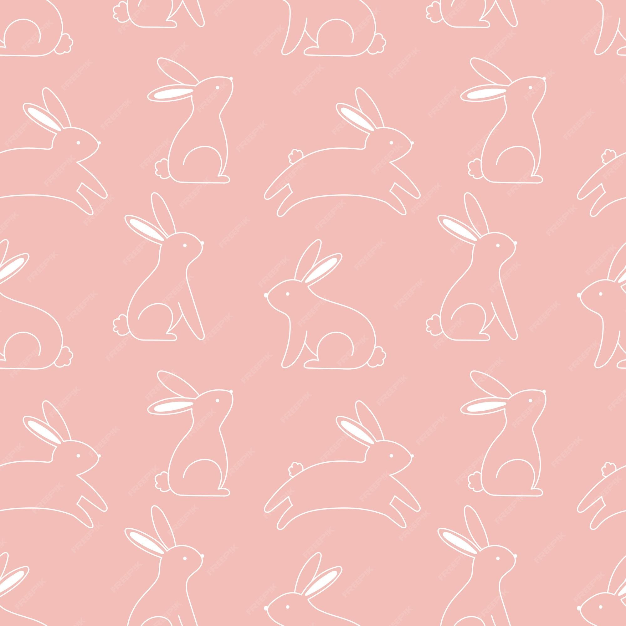  Hasen Hintergrundbild 2000x2000. Nettes nahtloses muster mit umrissen von kaninchen auf einem rosa hintergrund