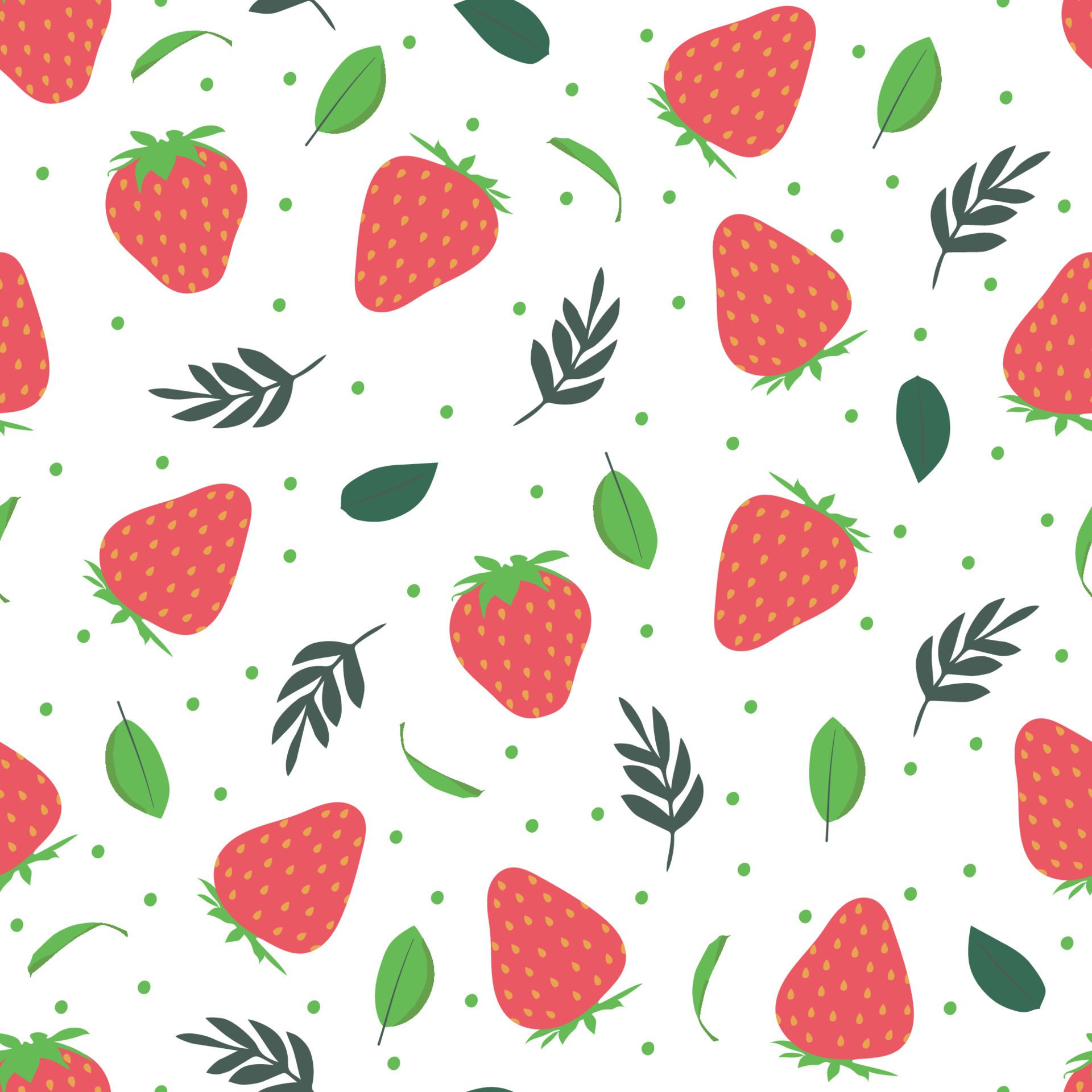  Erdbeeren Hintergrundbild 1920x1920. Erdbeere mit Blätter Vektor Muster Hintergrund. Obst Illustration isoliert auf Weiß Hintergrund. nahtlos Hintergrund mit rot Erdbeeren zum Verpackung Papier, Hintergrund 23430067 Vektor Kunst bei Vecteezy