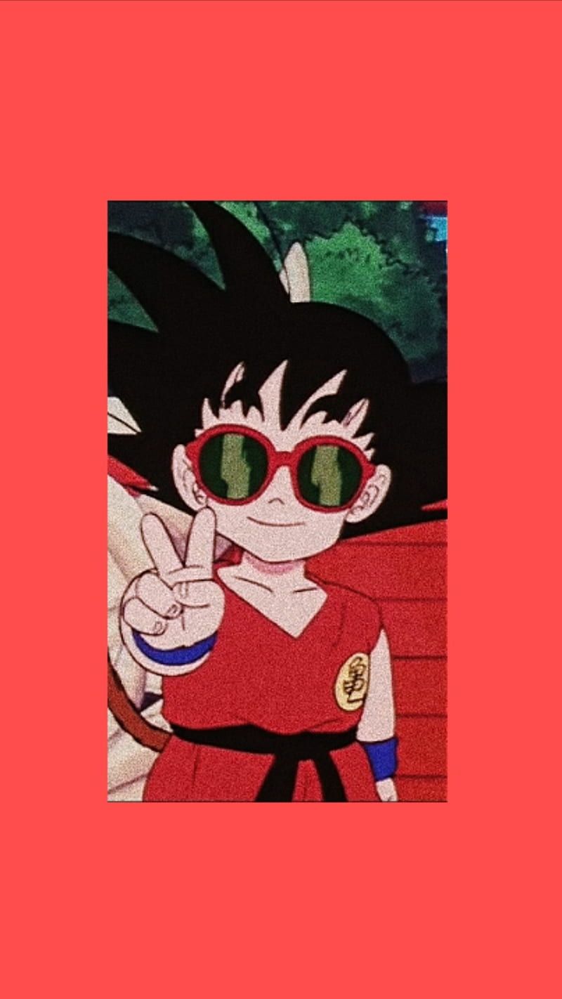  Son Goku Hintergrundbild 800x1422. Kid goku, aesthetic, dragon ball, glasses, goku, peace, vegeta, HD phone wallpaper