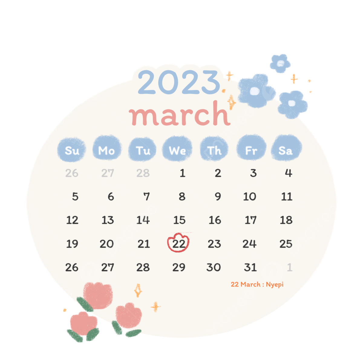  2023 Kalender Hintergrundbild 1200x1200. Cute Calendar Digital March 2023 Aesthetic Free Printable, Calendar, Aesthetic PNG Transparent Clipart Image and PSD File for Free Download