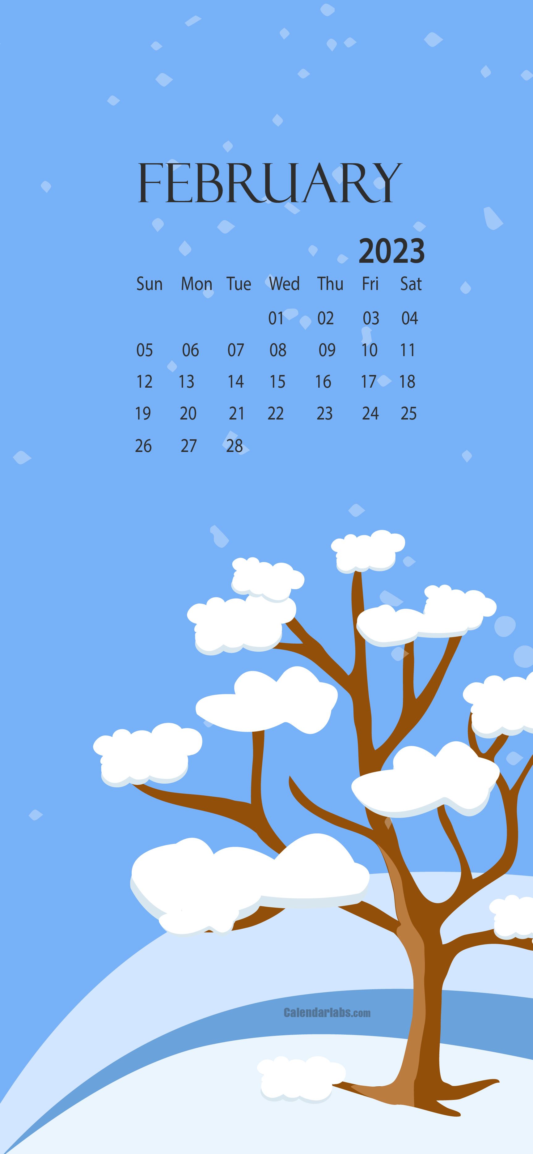  2023 Kalender Hintergrundbild 1725x3733. February 2023 Desktop Wallpaper Calendar
