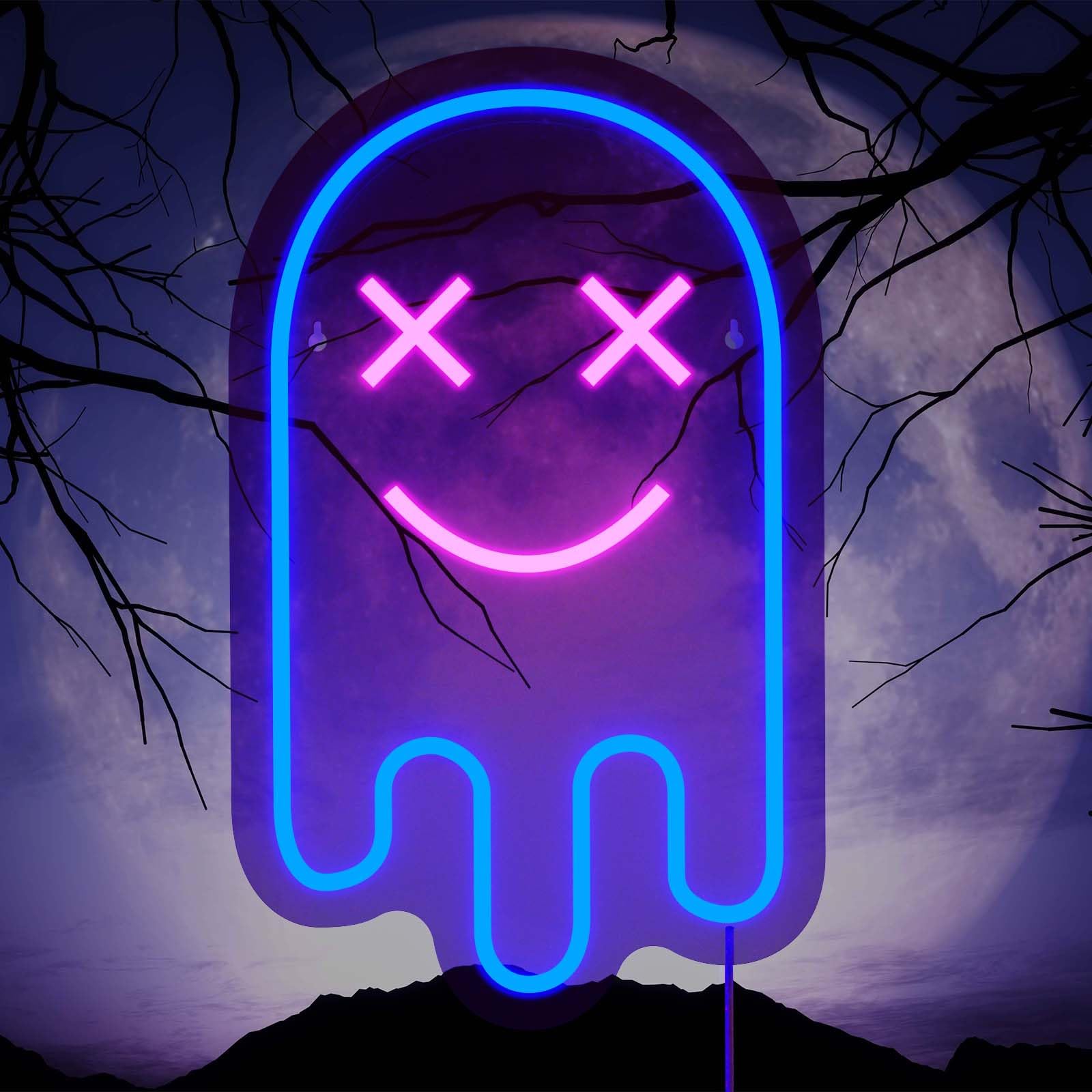  Neon Coole Hintergrundbild 1600x1600. Amazon.com : Halloween Ghost Neon Sign Pink Blue Sign Wall Halloween Decor for Aesthetic Bedroom, Game Room, Man Cave, Neon Cool Party Decor. Birthday Party Decor Gift