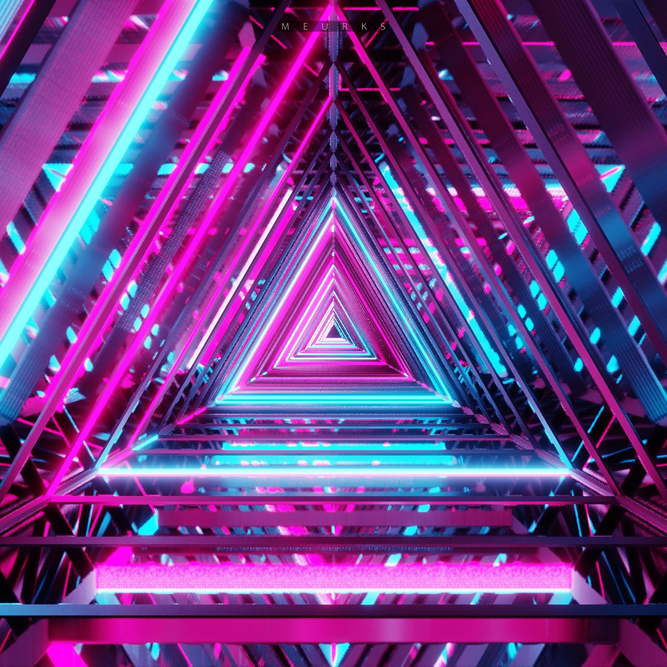  Neon Coole Hintergrundbild 2732x2732. Neon Triangle Wallpaper 4K, Vanishing point, Pattern, Purple