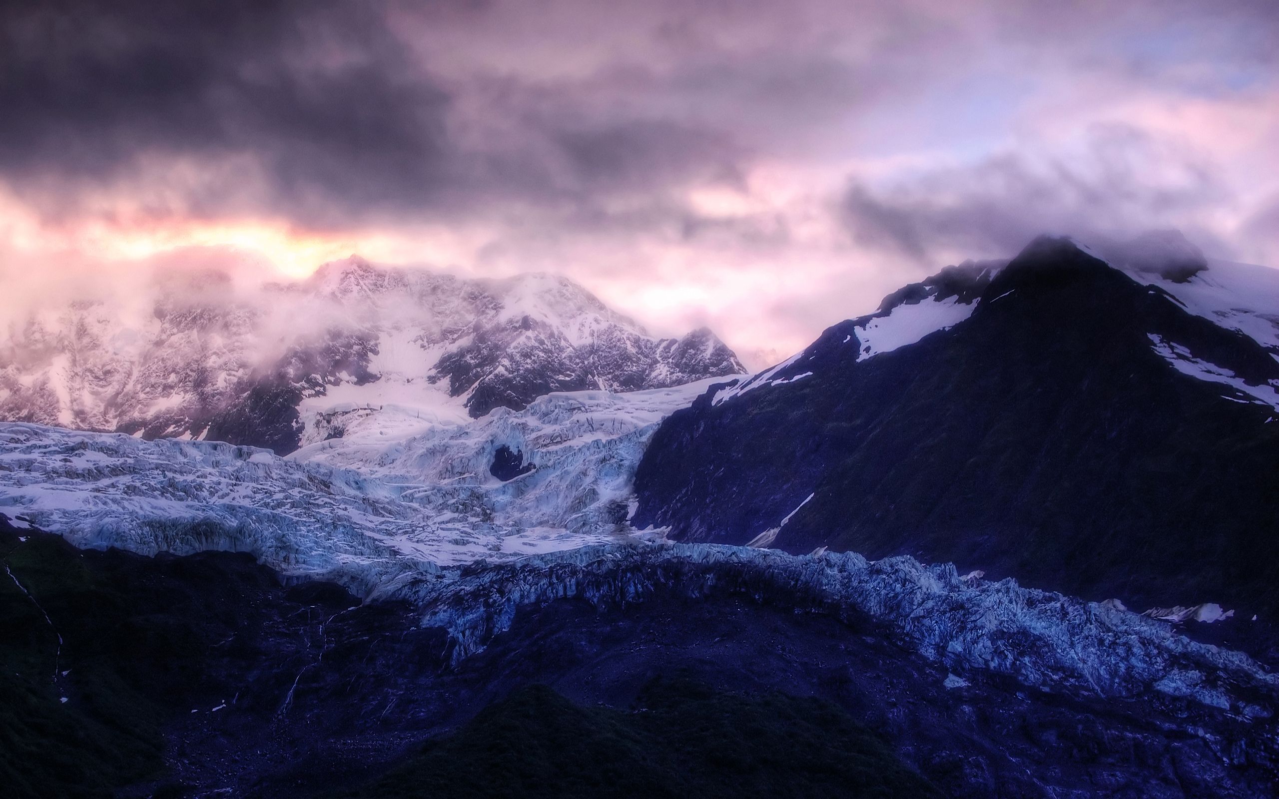  Berge Winter Hintergrundbild 2560x1600. Glacier Sunrise