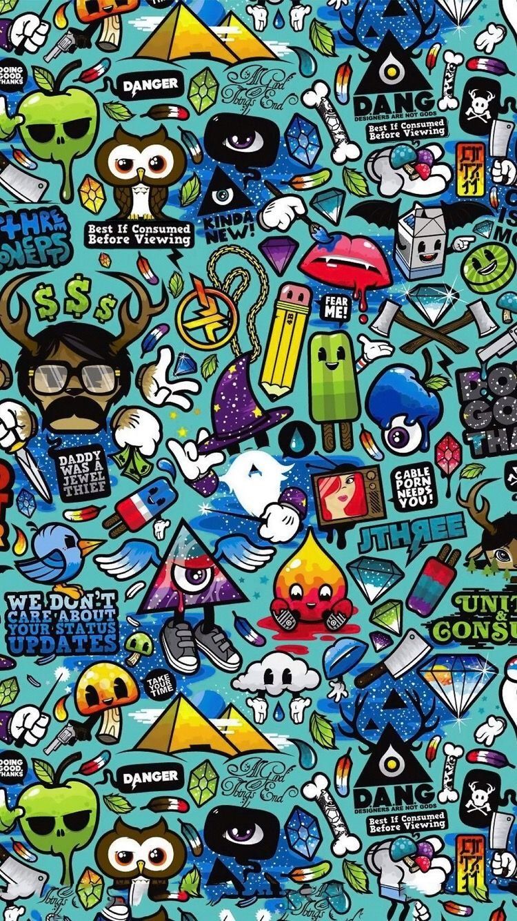  Nike Coole Hintergrundbild 750x1334. Aesthetic nike stickers Wallpaper Download