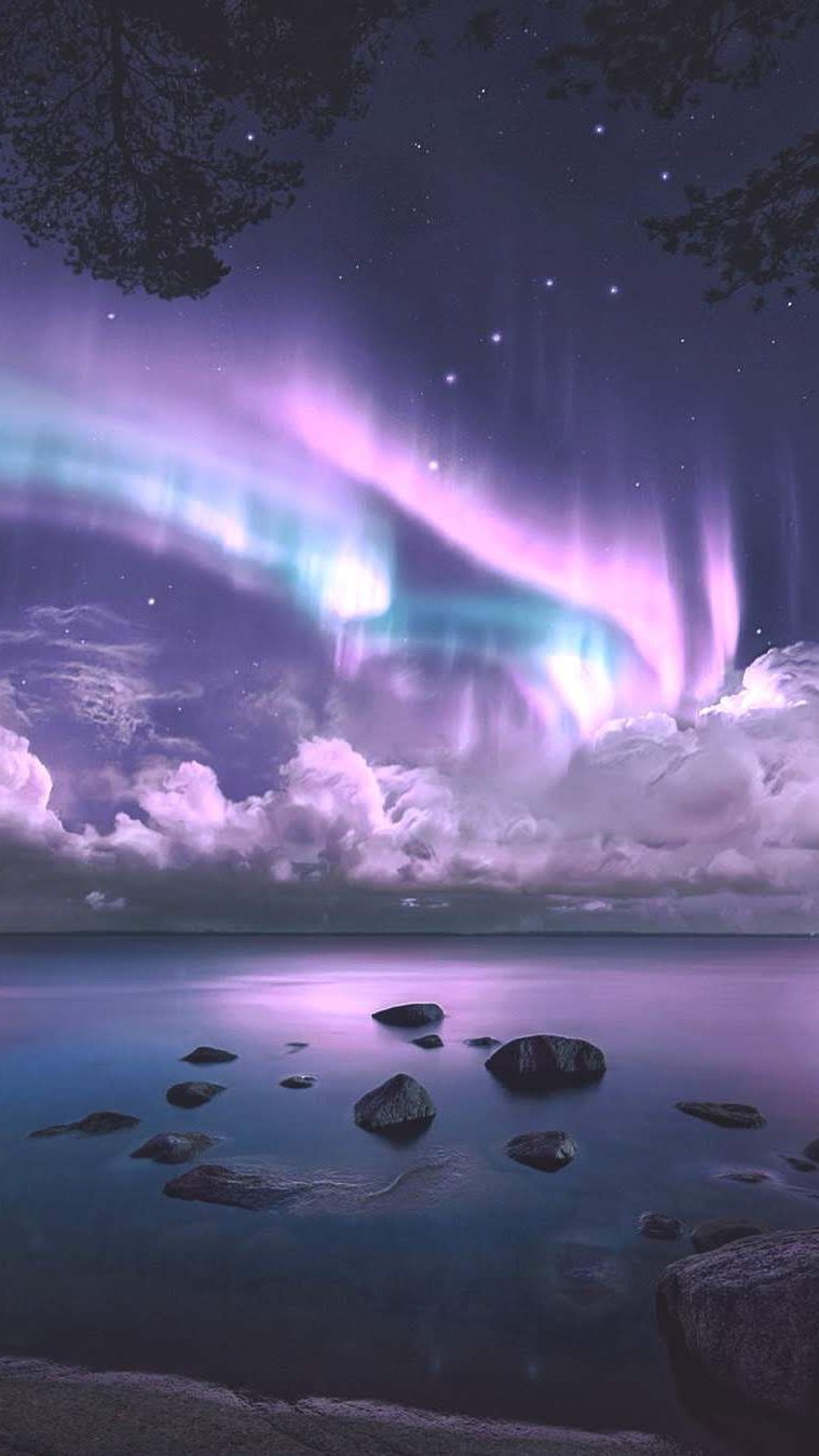  Polarlicht Hintergrundbild 759x1349. Aurora Over Sea Night Beautiful iPhone Wallpaper. Nature photography, Northen lights, Nature picture