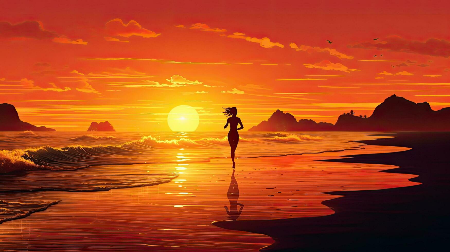  Sonne Strand Meer Hintergrundbild 1749x980. Laufen Auf Das Strand Beim Sonnenuntergang Durch Das Meer 27101748 Stock Photo Bei Vecteezy