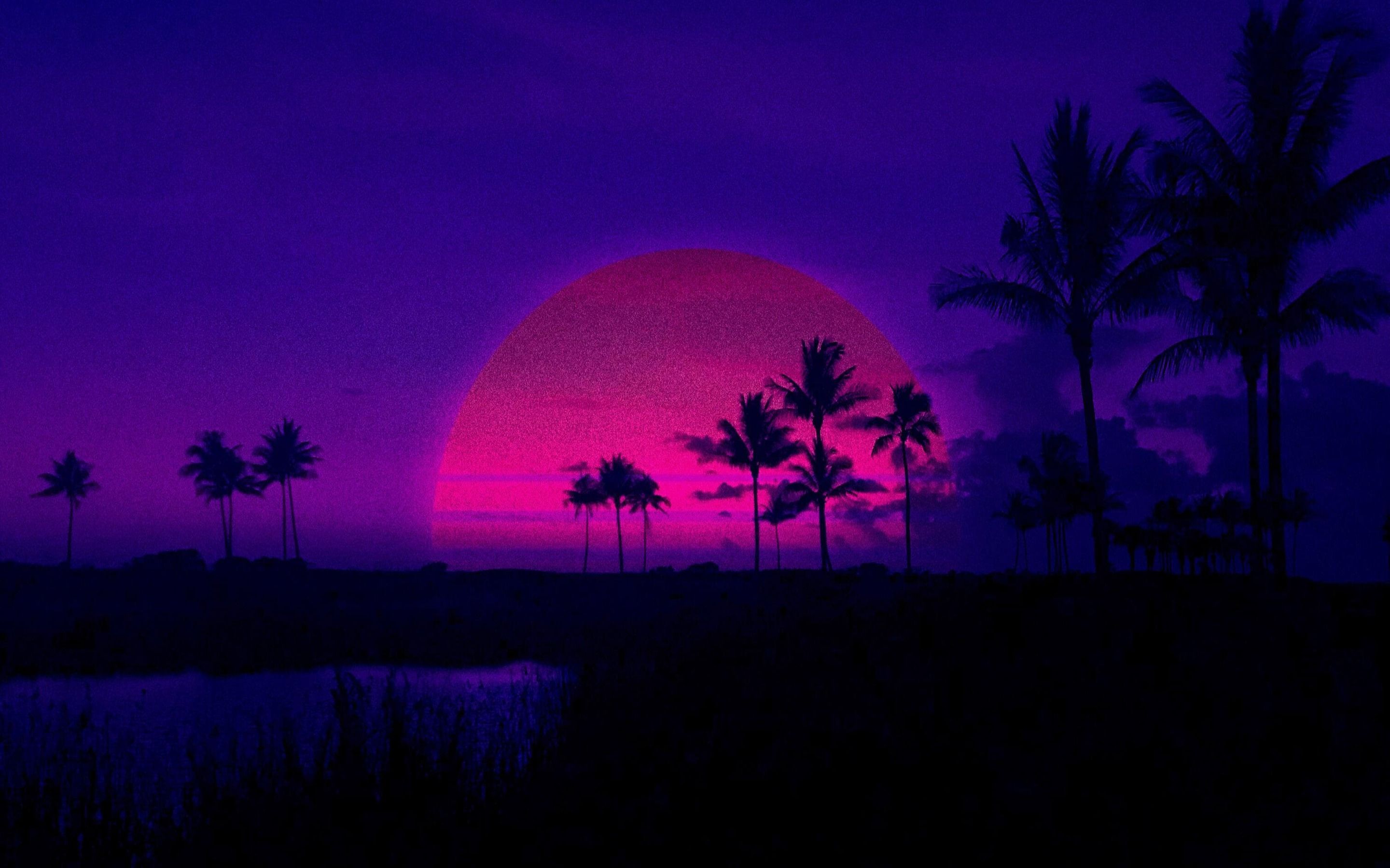  Neon PC Hintergrundbild 2880x1800. Download Sunset Neon Aesthetic Wallpaper Wallpaper