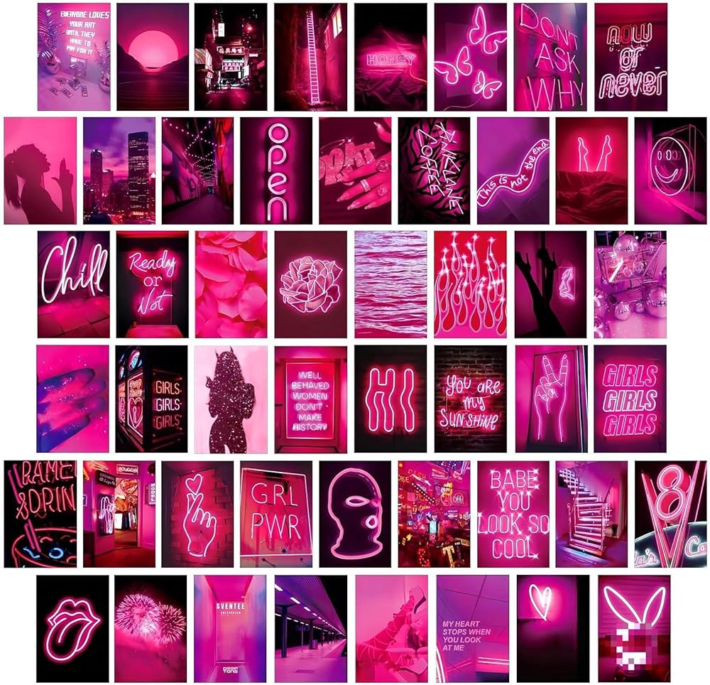  Neon PC Hintergrundbild 1000x964. LCLAIDYDY 50 PCS Wall Collage Kit Aesthetic Picture, Pink Neon Room Decor for Bedroom Aesthetic, Posters