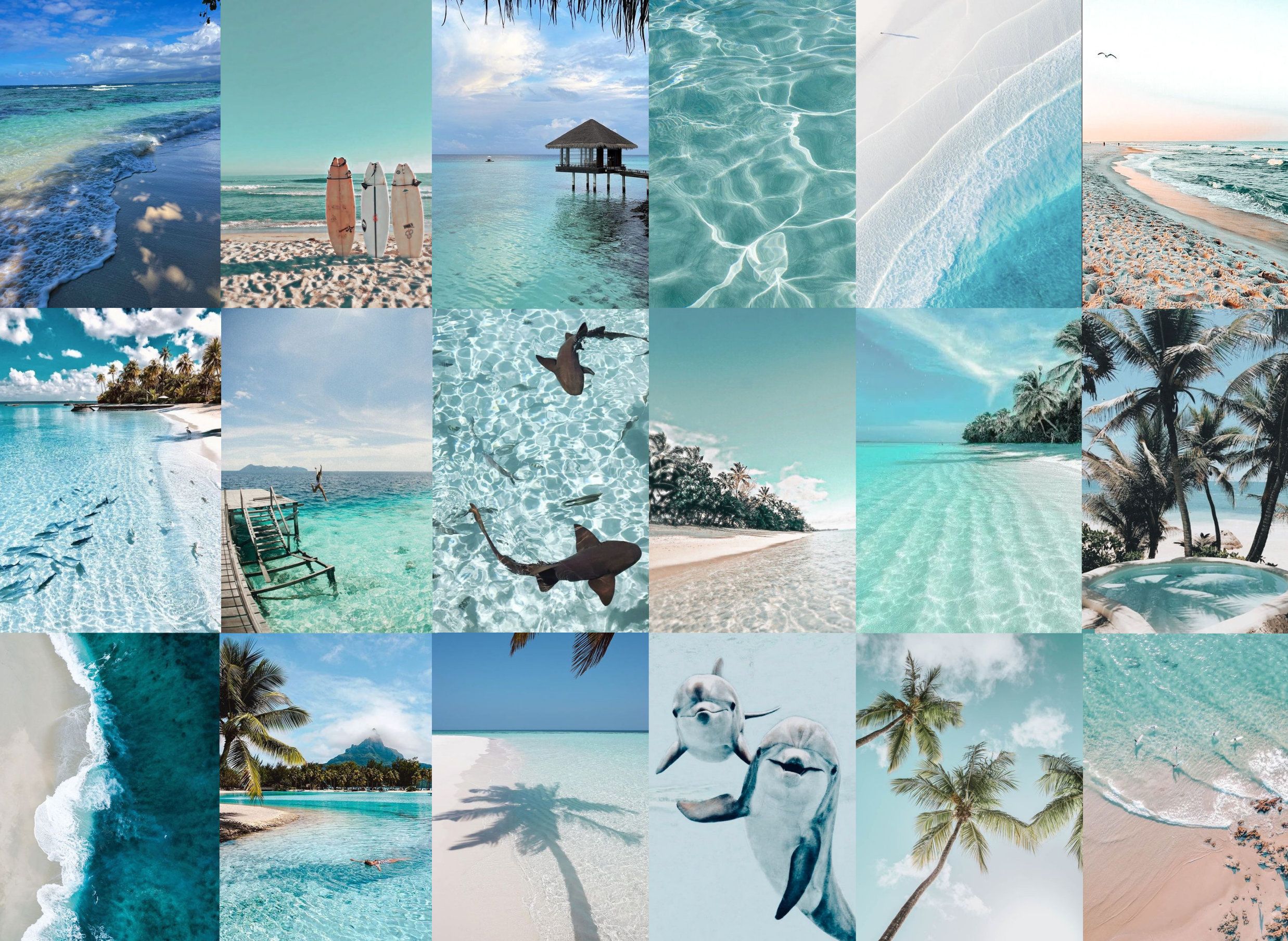  Strand Karibik Hintergrundbild 2475x1809. Stück Strand Blau Ästhetische Wand Collage Strand