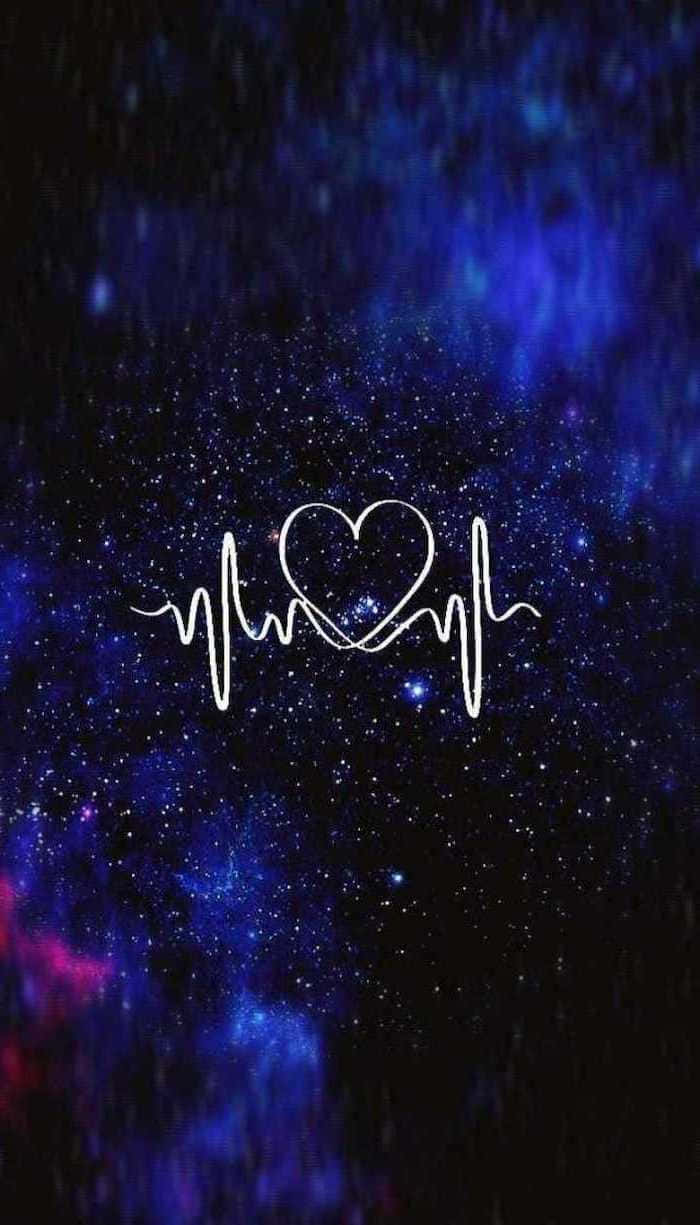 Galaxie Hintergrundbild 700x1225. Download Galaxy Blue Aesthetic With A Heart Wallpaper