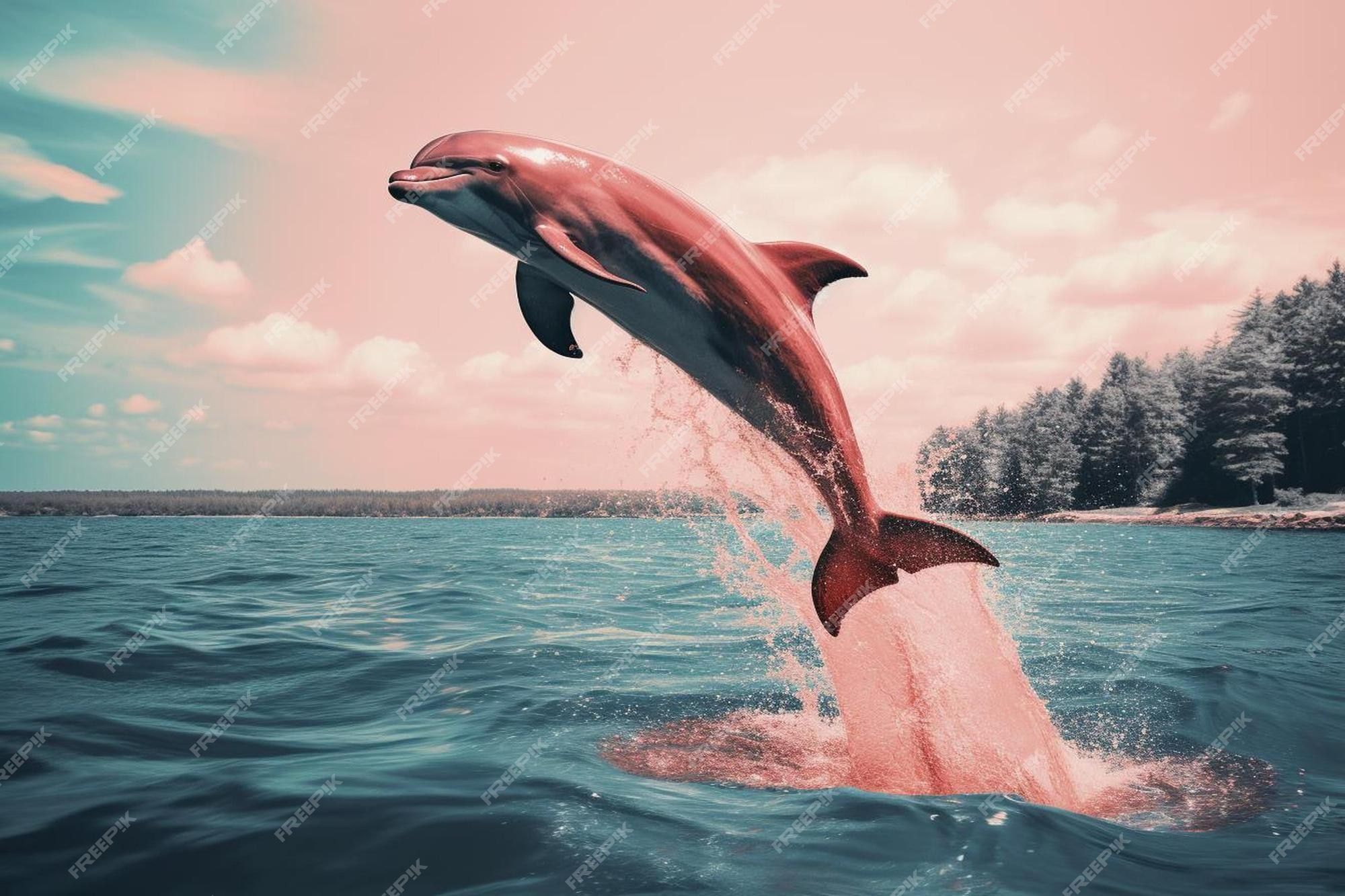 Delfine Hintergrundbild 2000x1333. Delfine im wasser mit rosa hintergrund