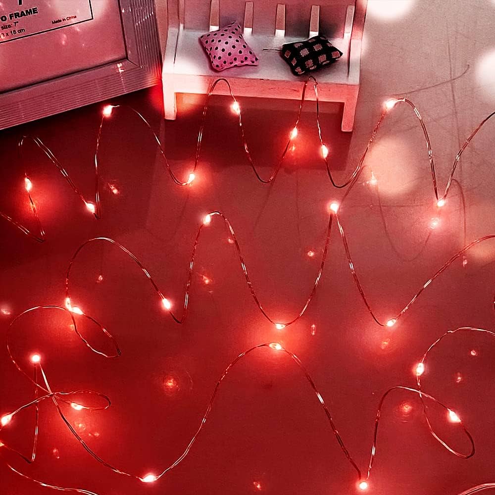  Led Hintergrundbild 1000x1000. Dalugo Lichterkette Rot, 5m 50 LED Lichterkette Batterie Klein für Weihnachten, Schlafzimmer, Party, Hochzeit : Amazon.de: Beleuchtung
