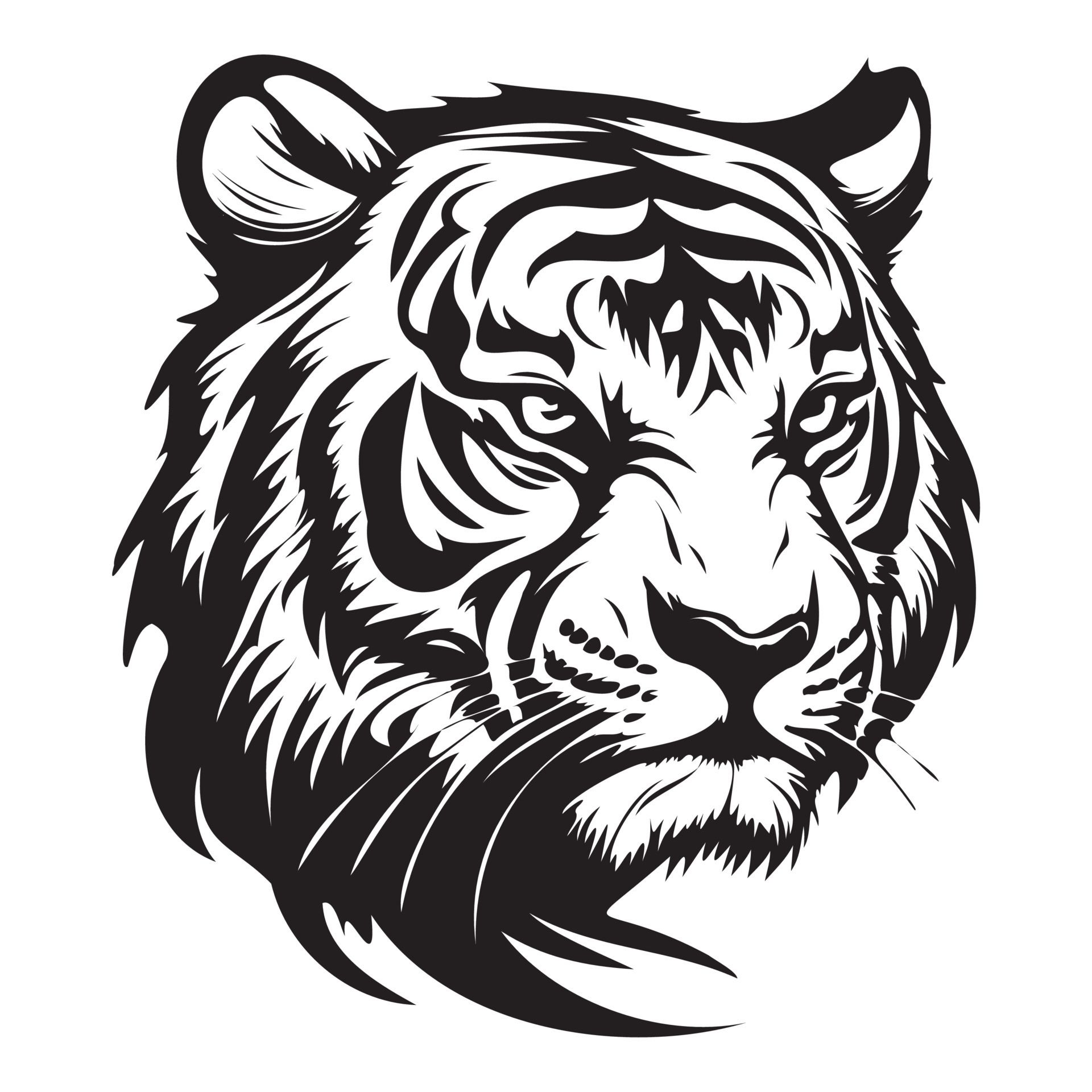  Weißer Tiger Hintergrundbild 1920x1920. Tiger Gesicht, Silhouetten Tiger Gesicht SVG, schwarz und Weiß Tiger Vektor 22666029 Vektor Kunst bei Vecteezy