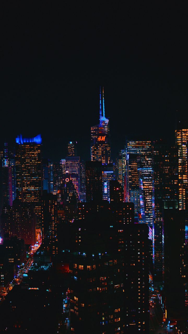  New York Bei Nacht Hintergrundbild 720x1280. Cityscape, buildings, dark, 720x1280 wallpaper. Cityscape wallpaper, New york wallpaper, City wallpaper