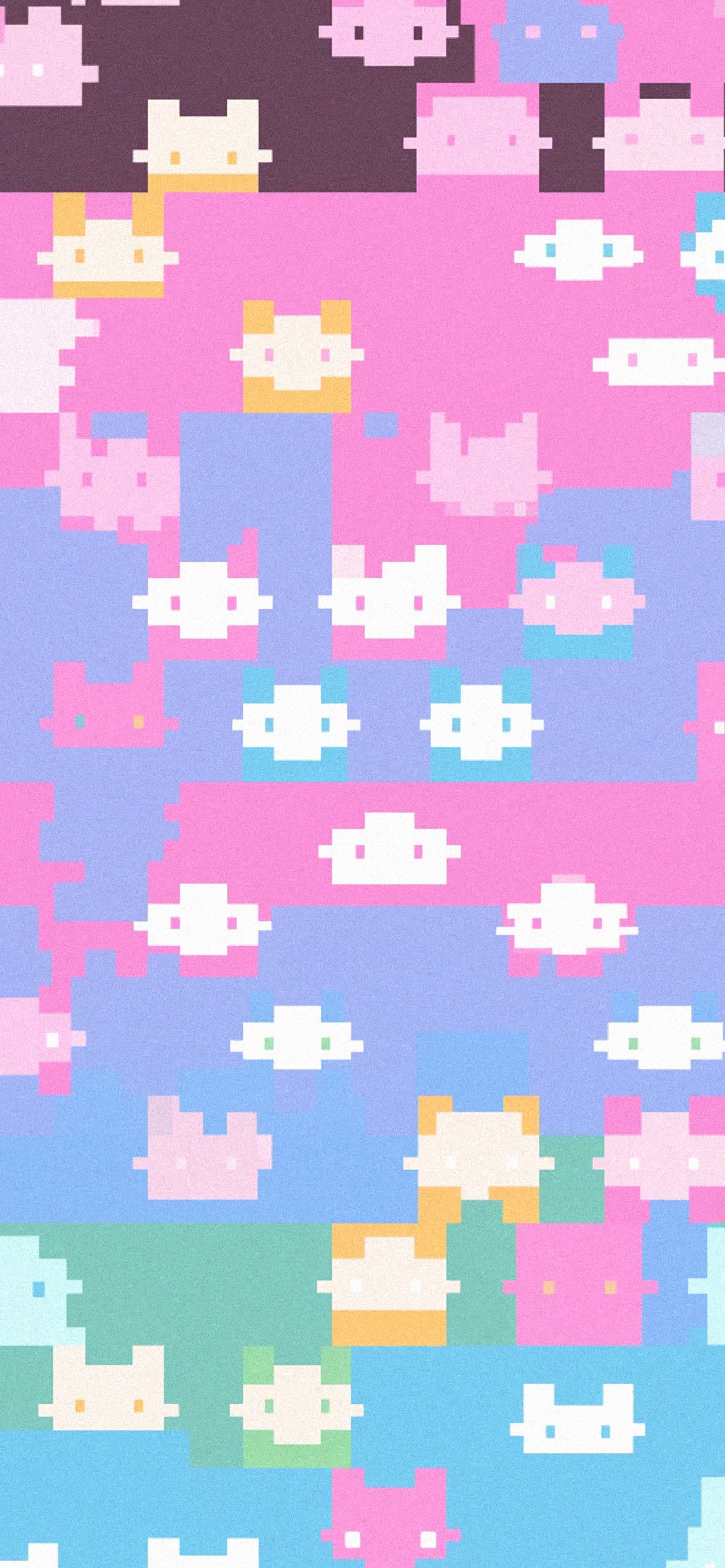  Google Pixel 5 Hintergrundbild 1183x2560. Hello Kitty Pixel Pattern Wallpaper Wallpaper Aesthetic