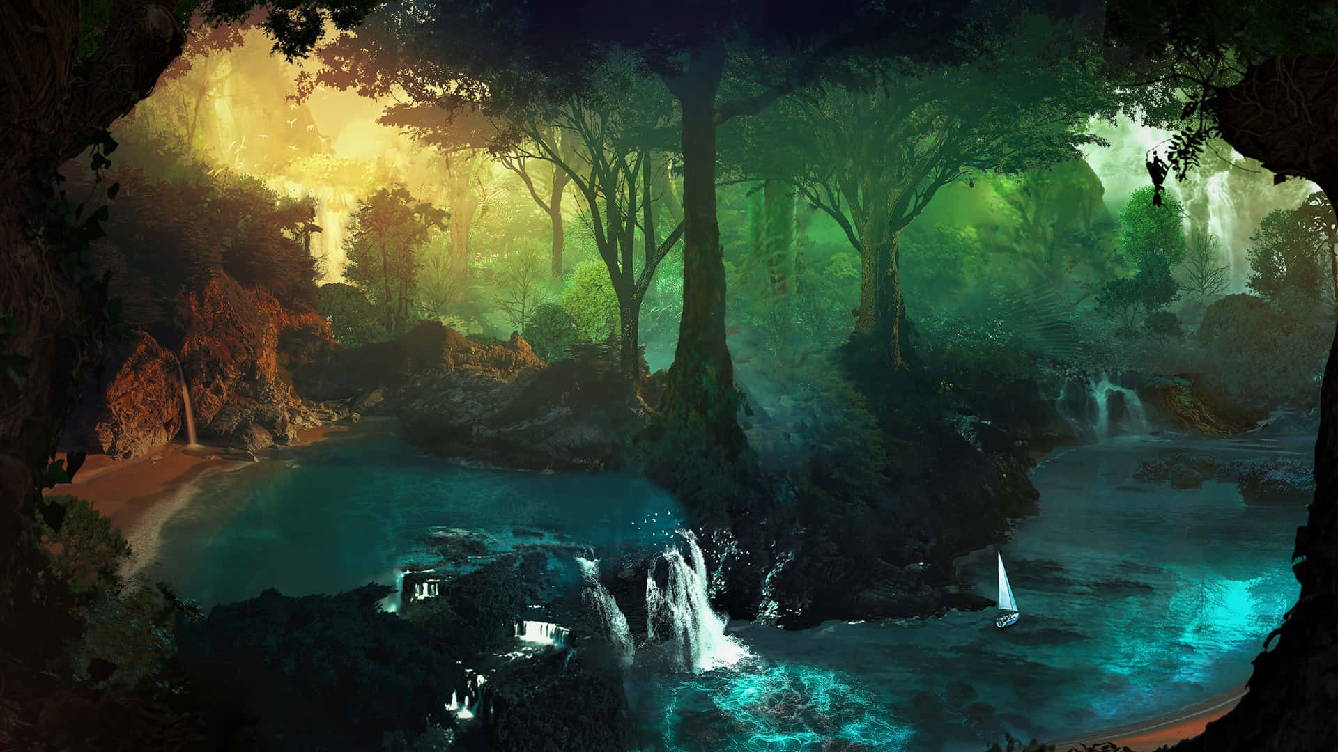  Wald See Hintergrundbild 1920x1080. Magischer Wald Wallpaper KOSTENLOS