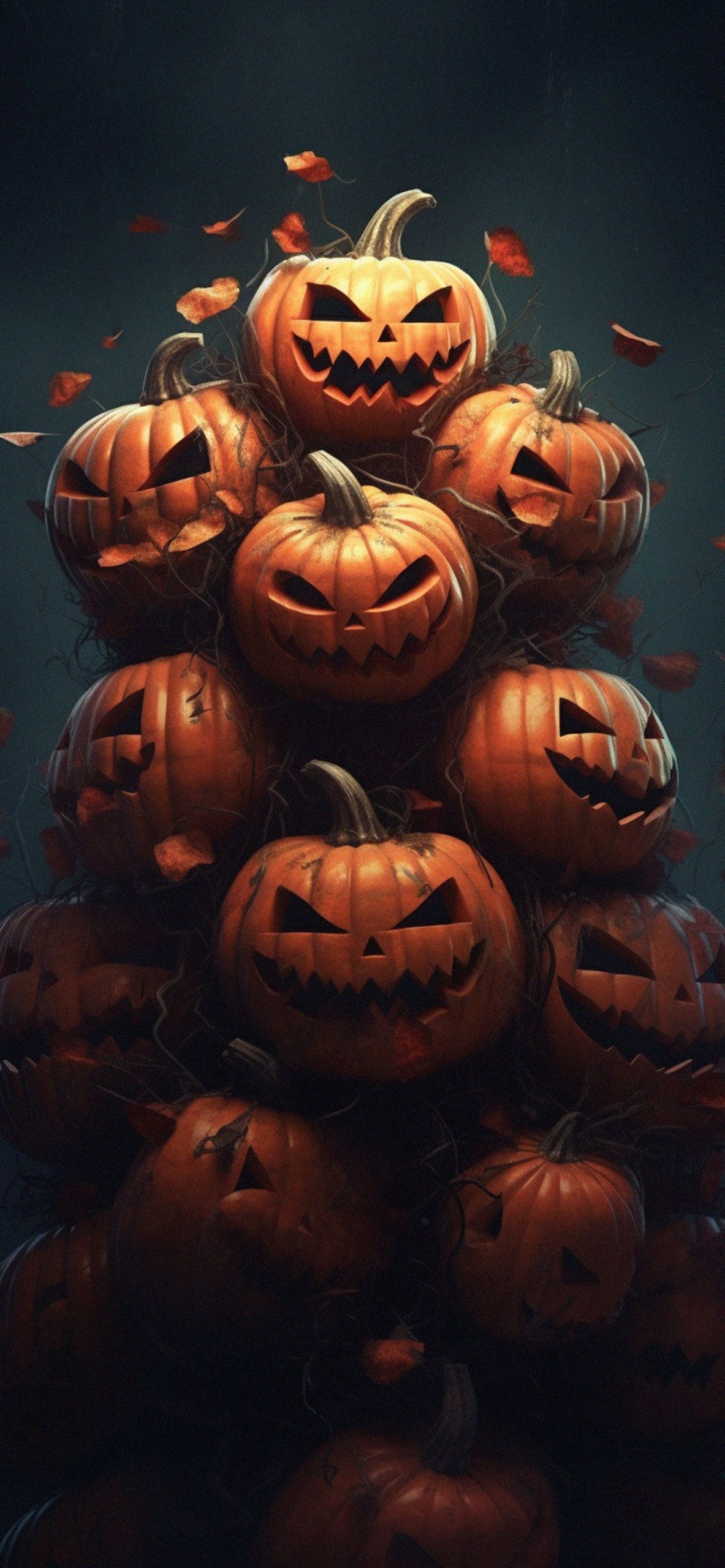  Halloween Hintergrundbild 1183x2560. Dark Halloween Pumpkins Aesthetic Wallpaper