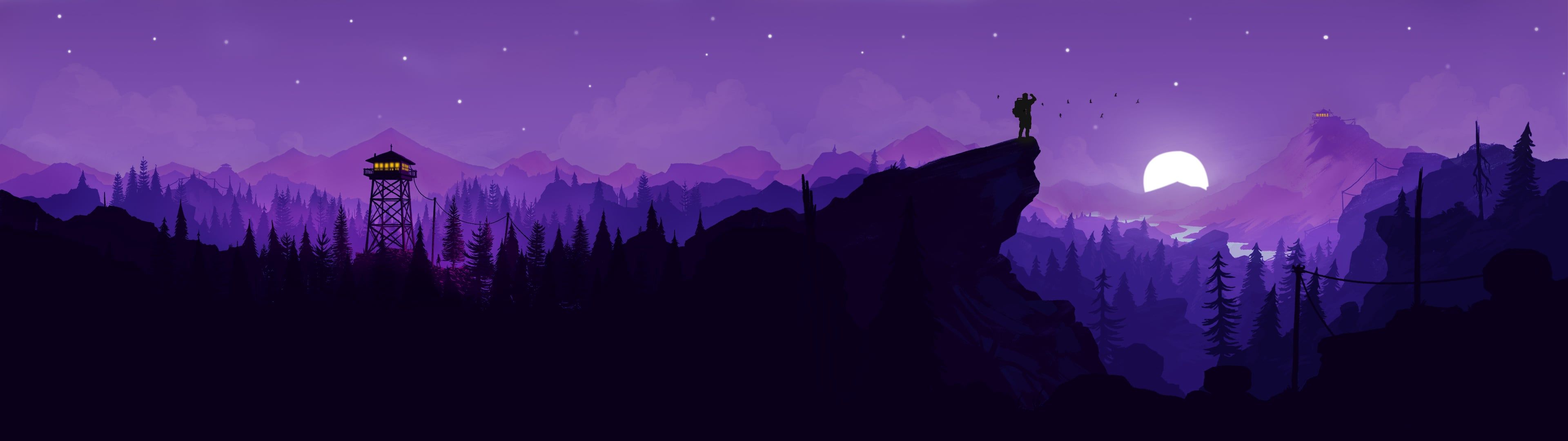  3840x1080 Hintergrundbild 3840x1080. Played Around With The Firewatch Art And Made This Pretty Cool Dual Monitor Wallpaper [3840x1080]