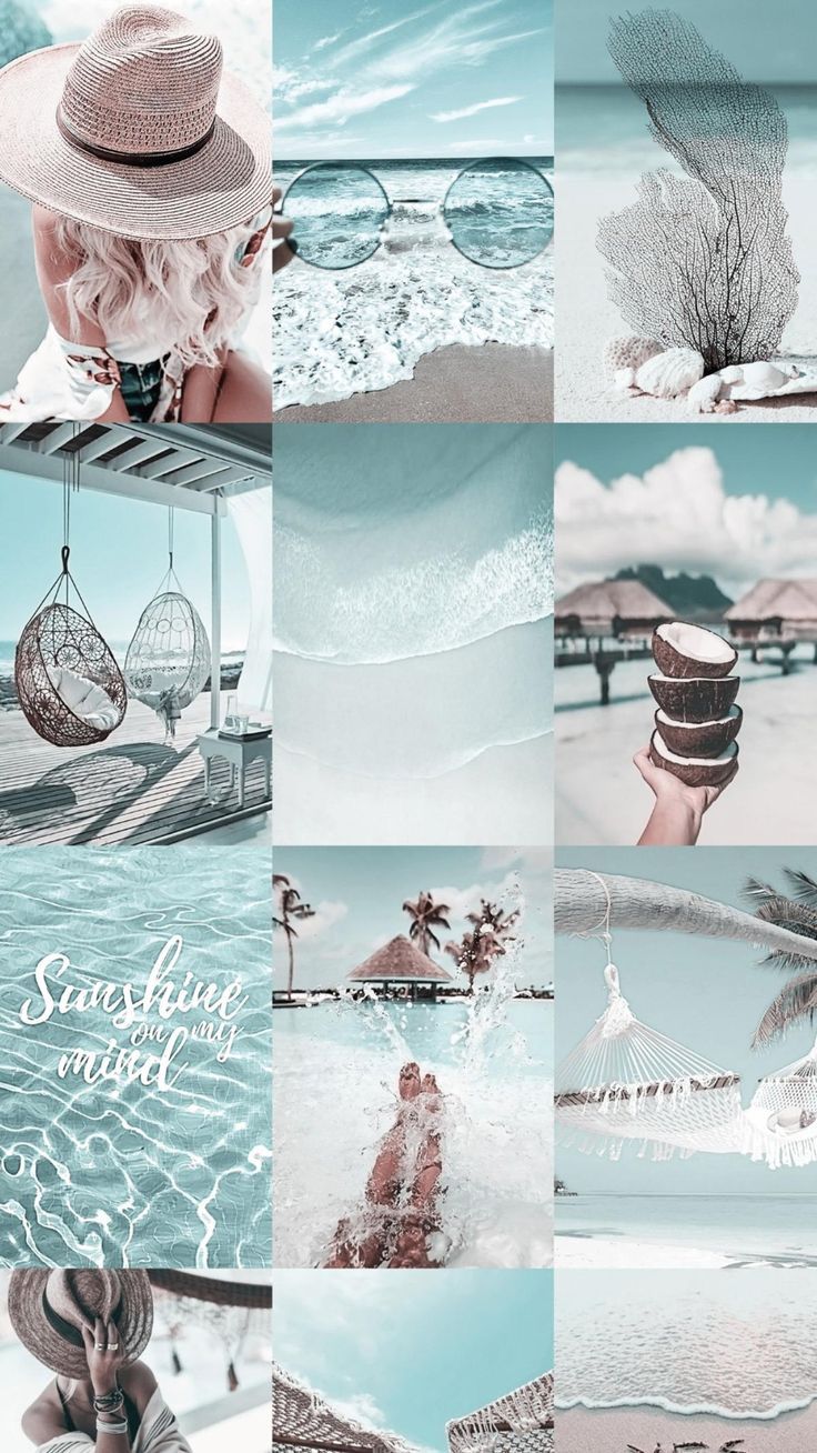  Spätsommer Hintergrundbild 736x1308. Aesthetic Summer Tropical Beach Photo Wall Collage Kit. Collage hintergrund, Hintergrundbilder, Bunte hintergründe