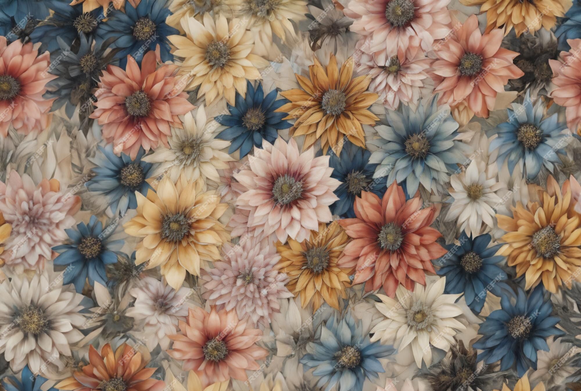  Gemalte Blumen Hintergrundbild 2000x1347. Eine steppdecke mit blumen darauf