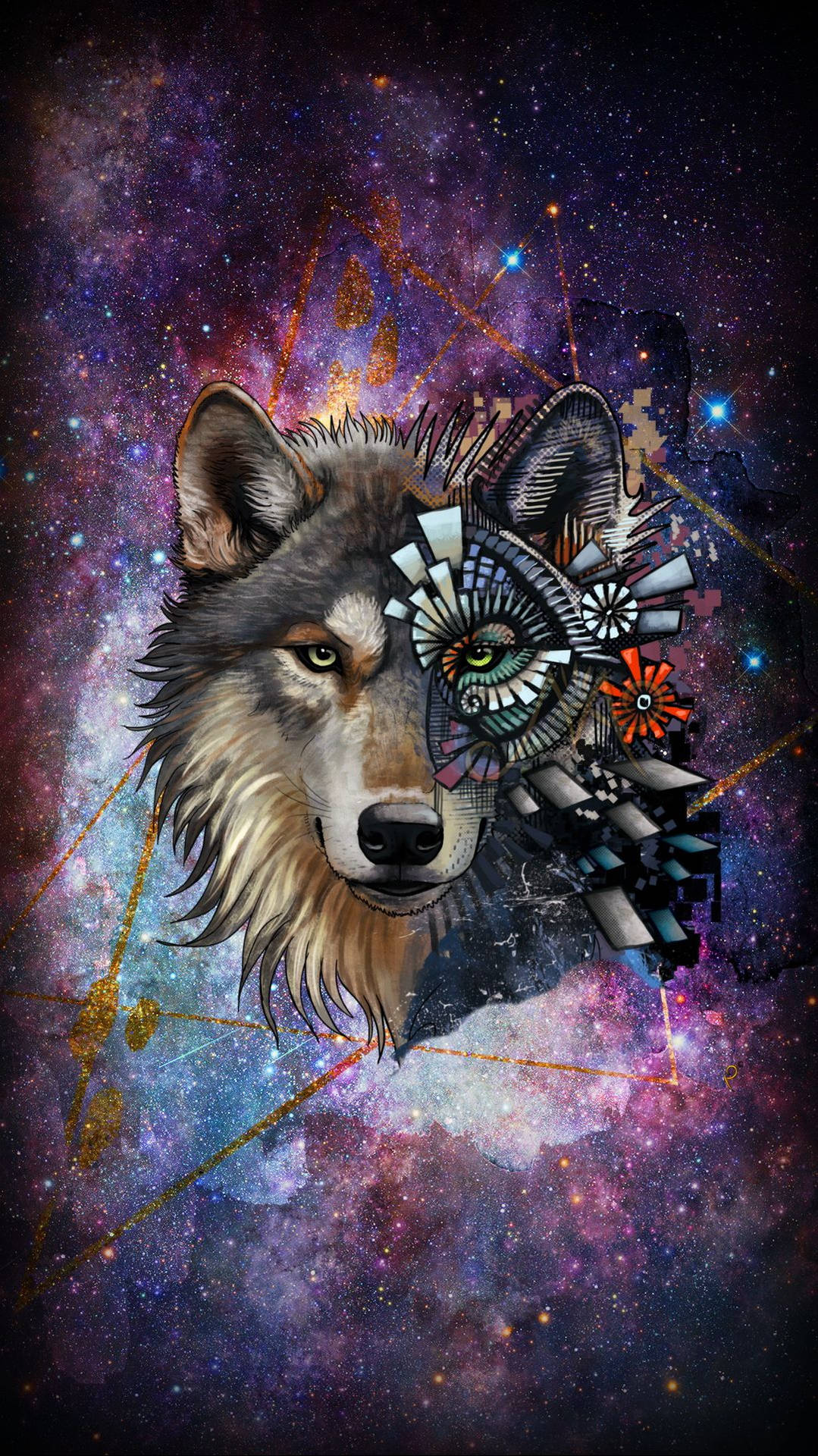  Wölfe Hintergrundbild 1079x1920. Download Galaxy Wolf Fantasy Aesthetic Wallpaper