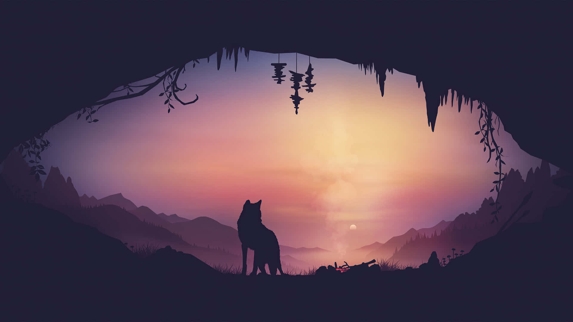  Wölfe Hintergrundbild 1920x1080. Download Wolf Aesthetic Inside Cave Wallpaper