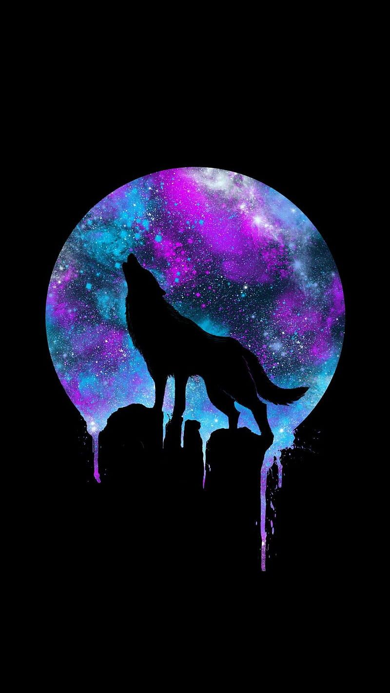  Wölfe Hintergrundbild 800x1422. Wolf, space, funny, jelly, purple, HD phone wallpaper